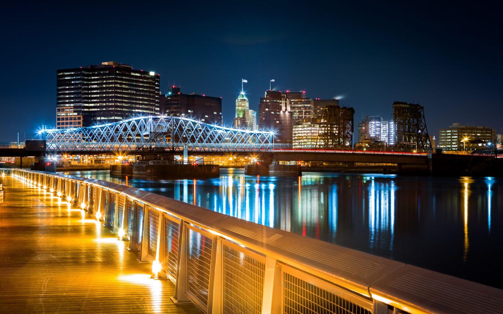 1680x1050 Newark City In New Jersey Jackson Street Bridge And Passaic River Newark United States HD Wallpaper For Desktop :