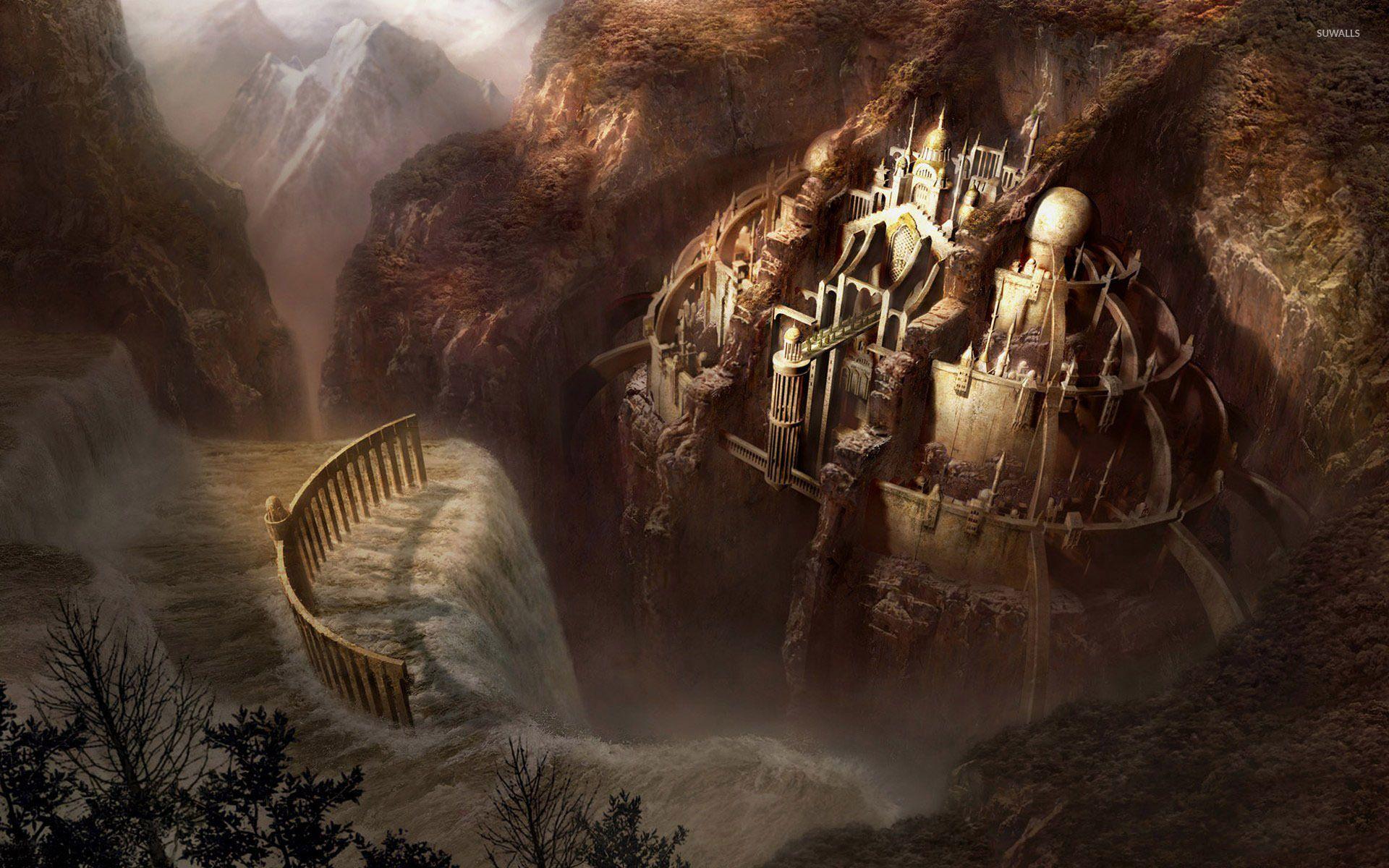 1920x1200 Waterfall castle [2] wallpaper wallpaper