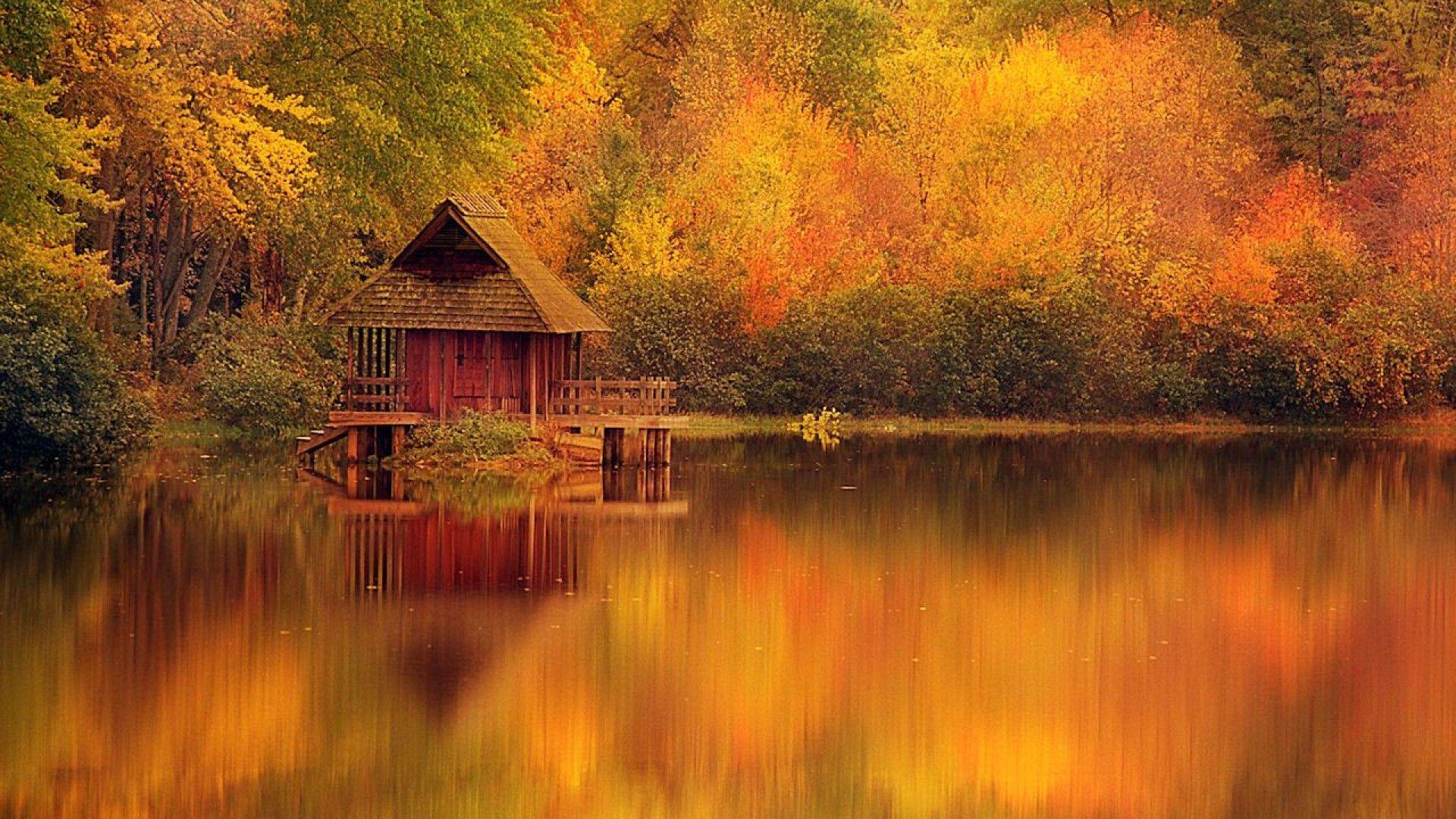 1920x1080 Fall Cabin HD Wallpaper