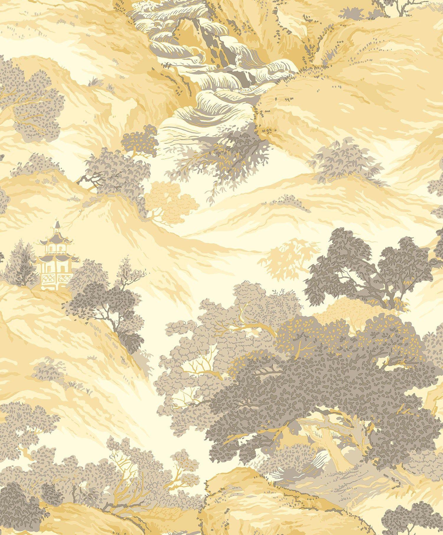 1500x1811 M1192 Crown Oriental Landscape Yellow Wallpaper