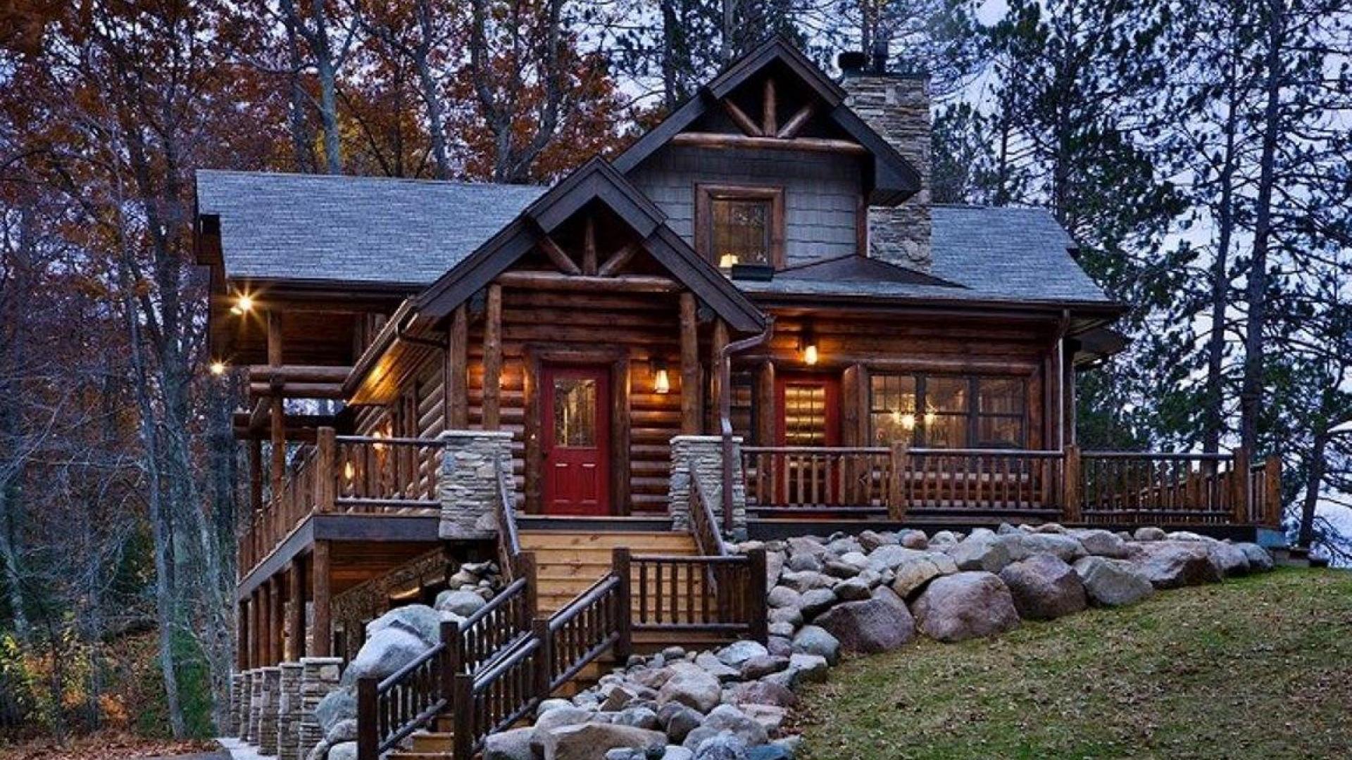 1920x1080 Winter Mountain Cabin Wallpaper