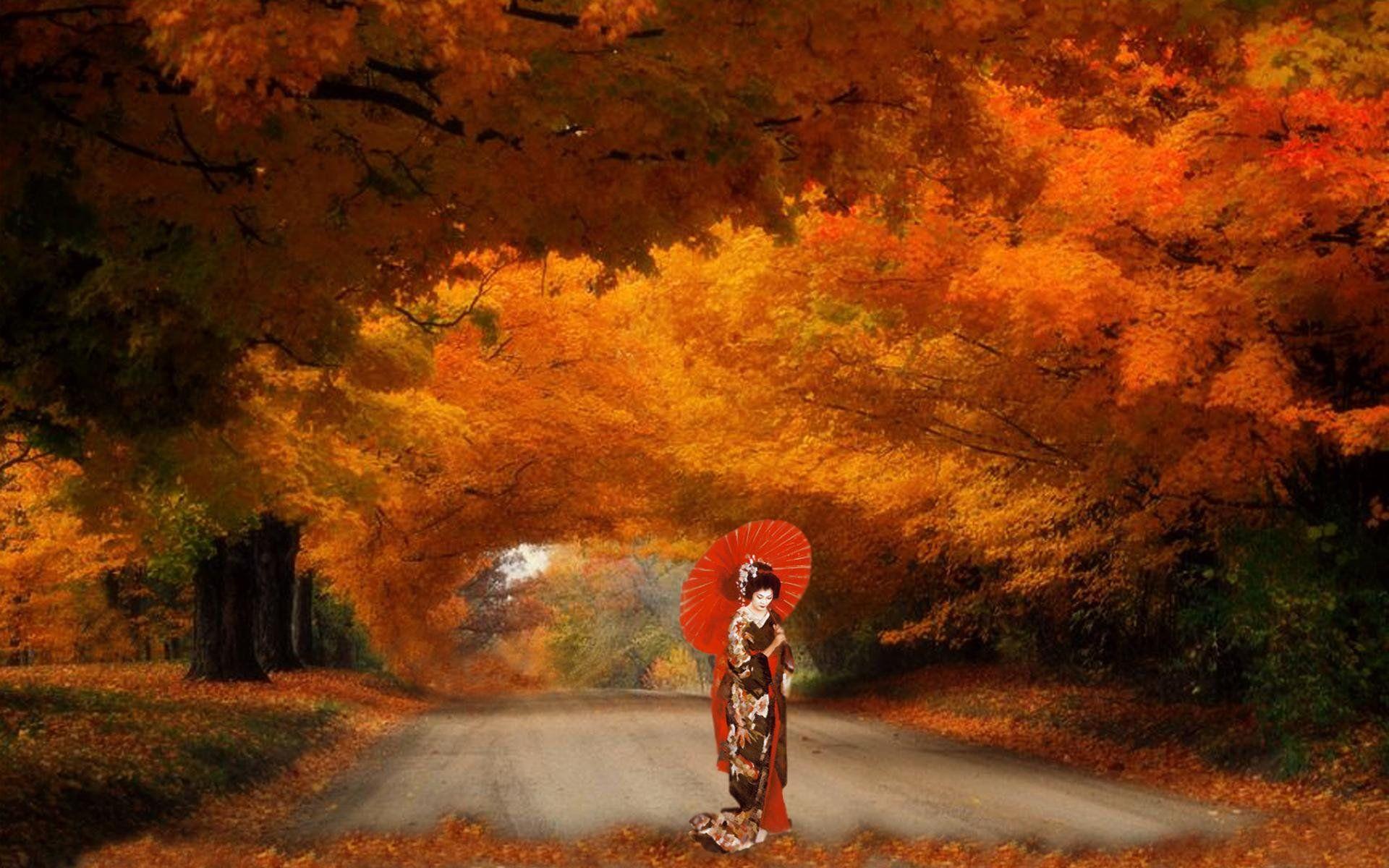 1920x1200 path, HD vector image, autumn, mood, android, fall, landscape