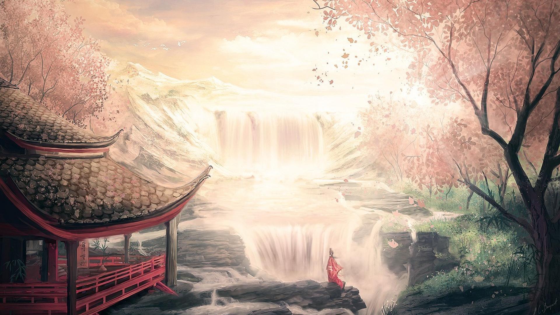 1920x1080 Japan landscapes asia oriental waterfalls wallpaper