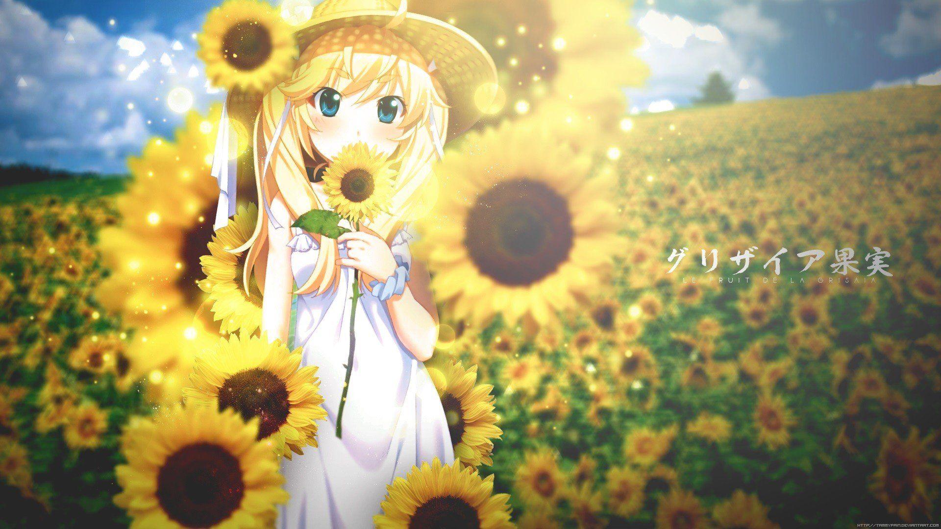 1920x1080 Anime girls sunflowers Grisaia no Kajitsu Matsushima Michiru wallpaperx1080