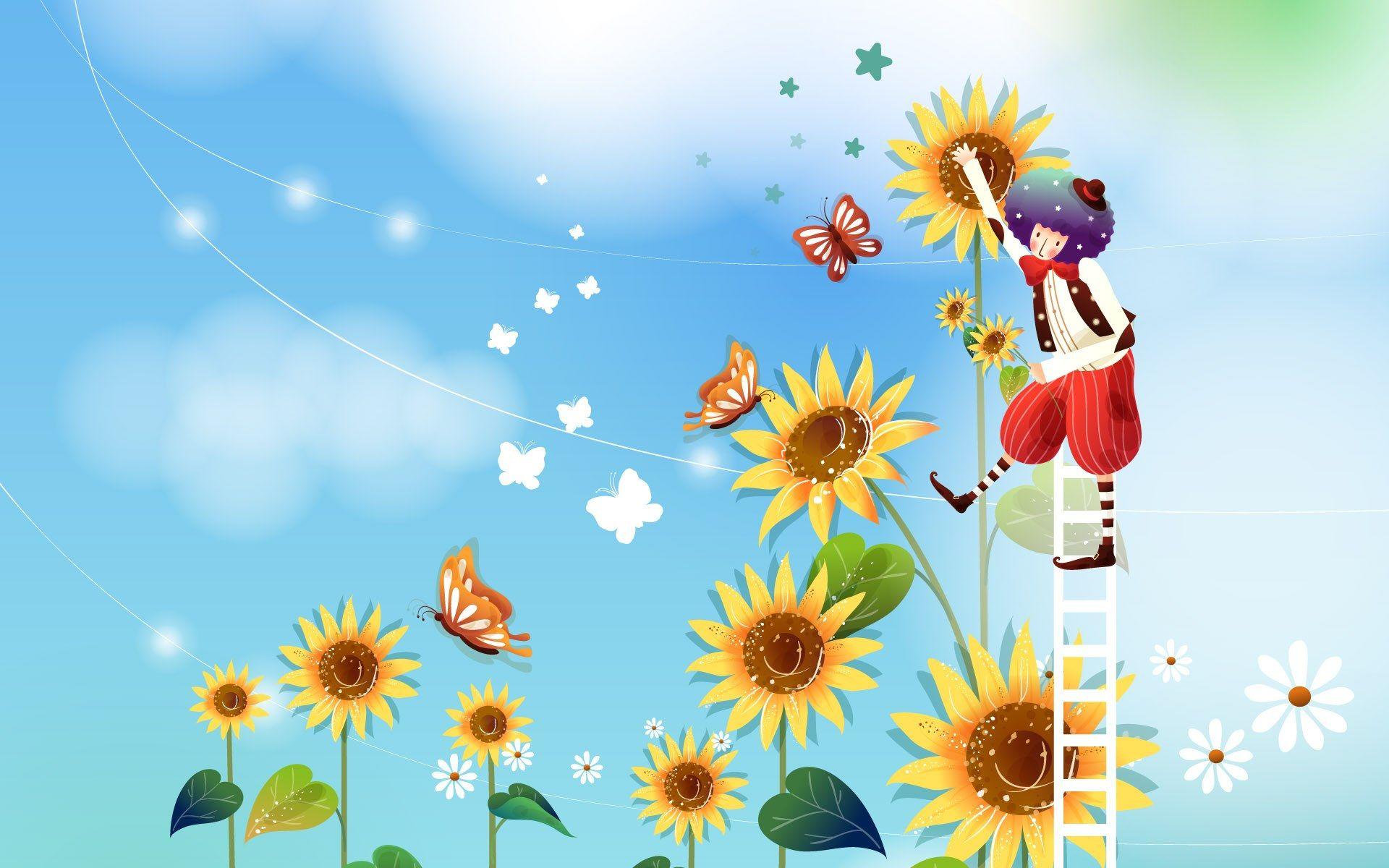 1920x1200 Sunflower, wallpaper, girl