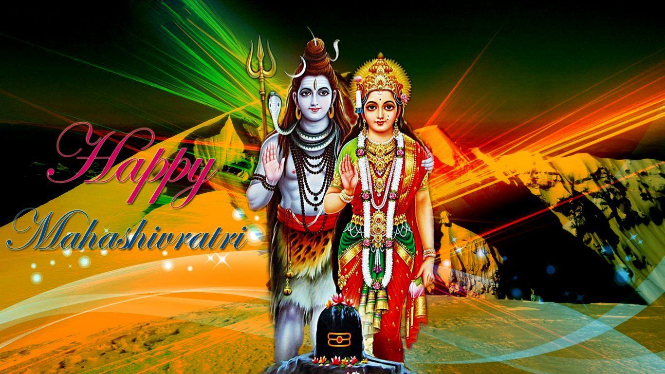 1366x768 Happy Shivratri Shiv Parvati HD Wallpaper For Android Mobile