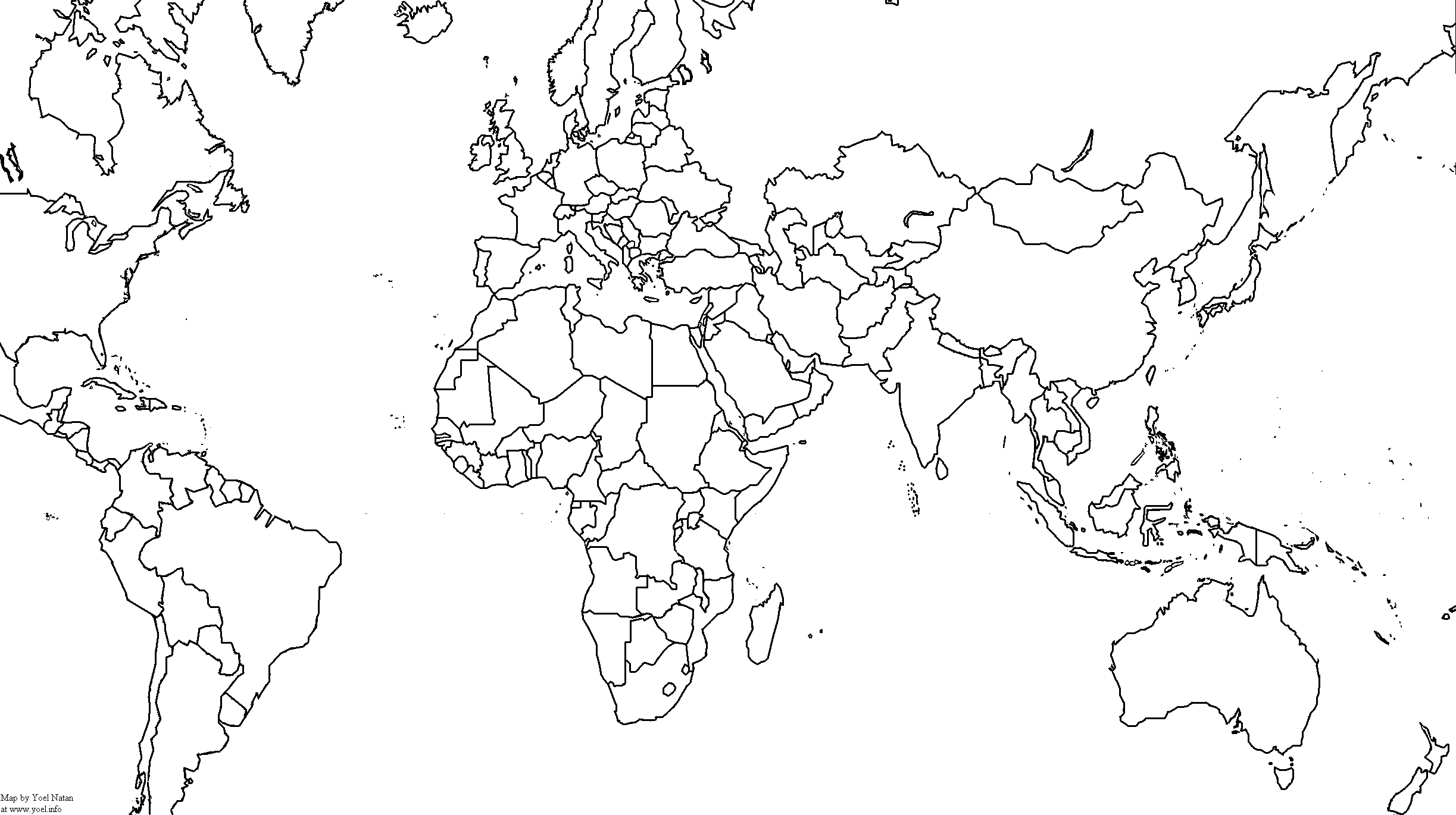 world map outline with names