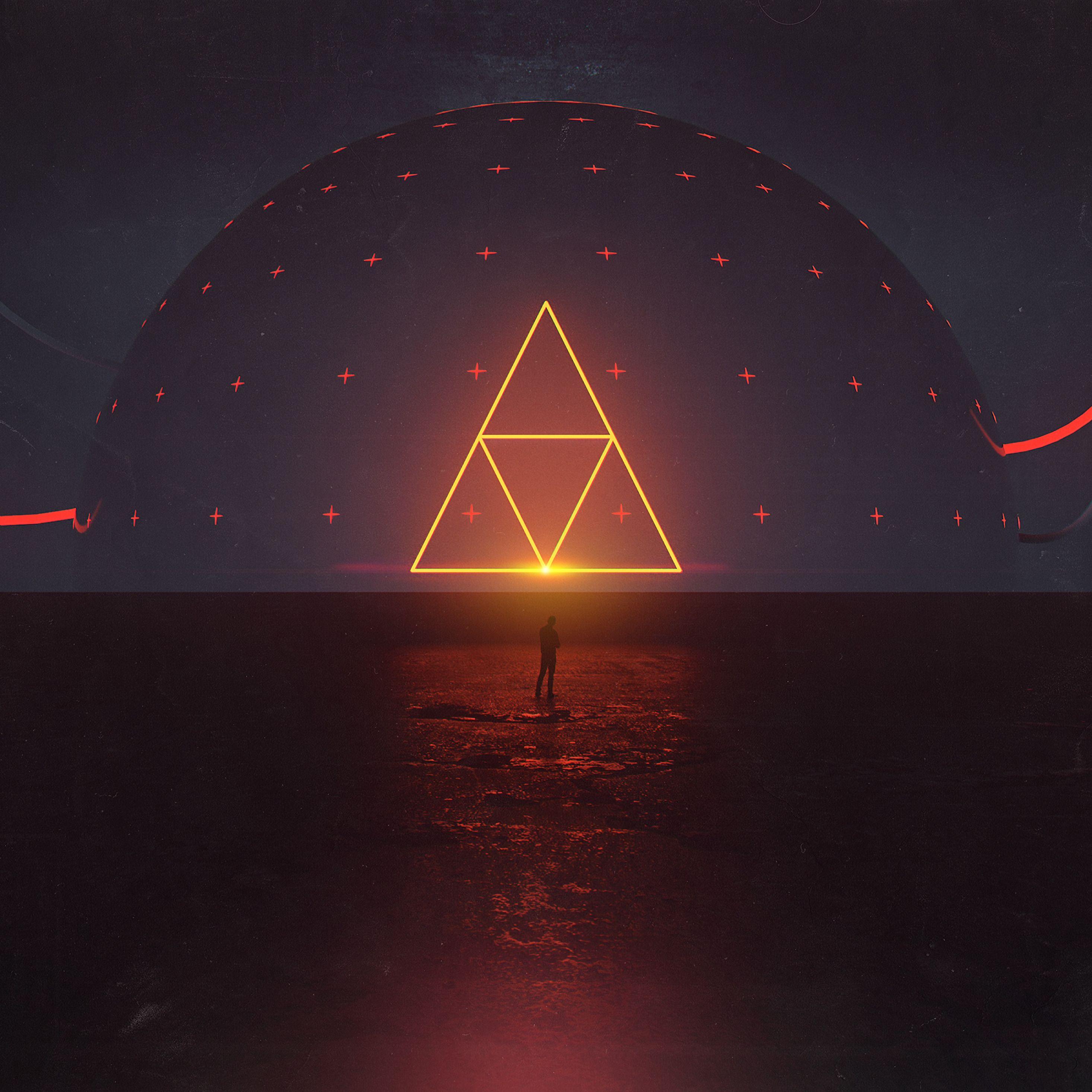 2932x2932 Neon Triangle Digital Art iPad Pro Retina Display HD 4k Wallpaper, Image, Background, Photo and Picture