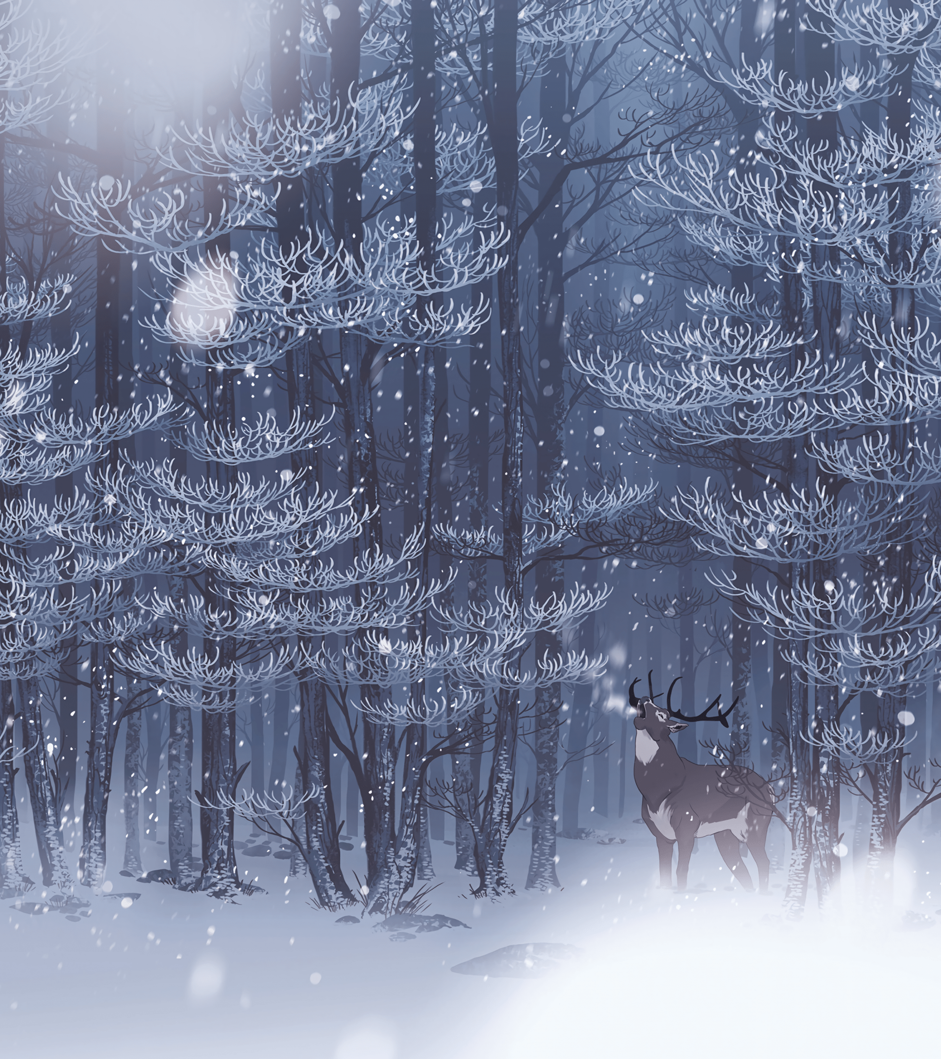 1920x2160 Deer, Winter, Snow, Landscape, Trees Wallpaper Winter iPhone HD Wallpaper