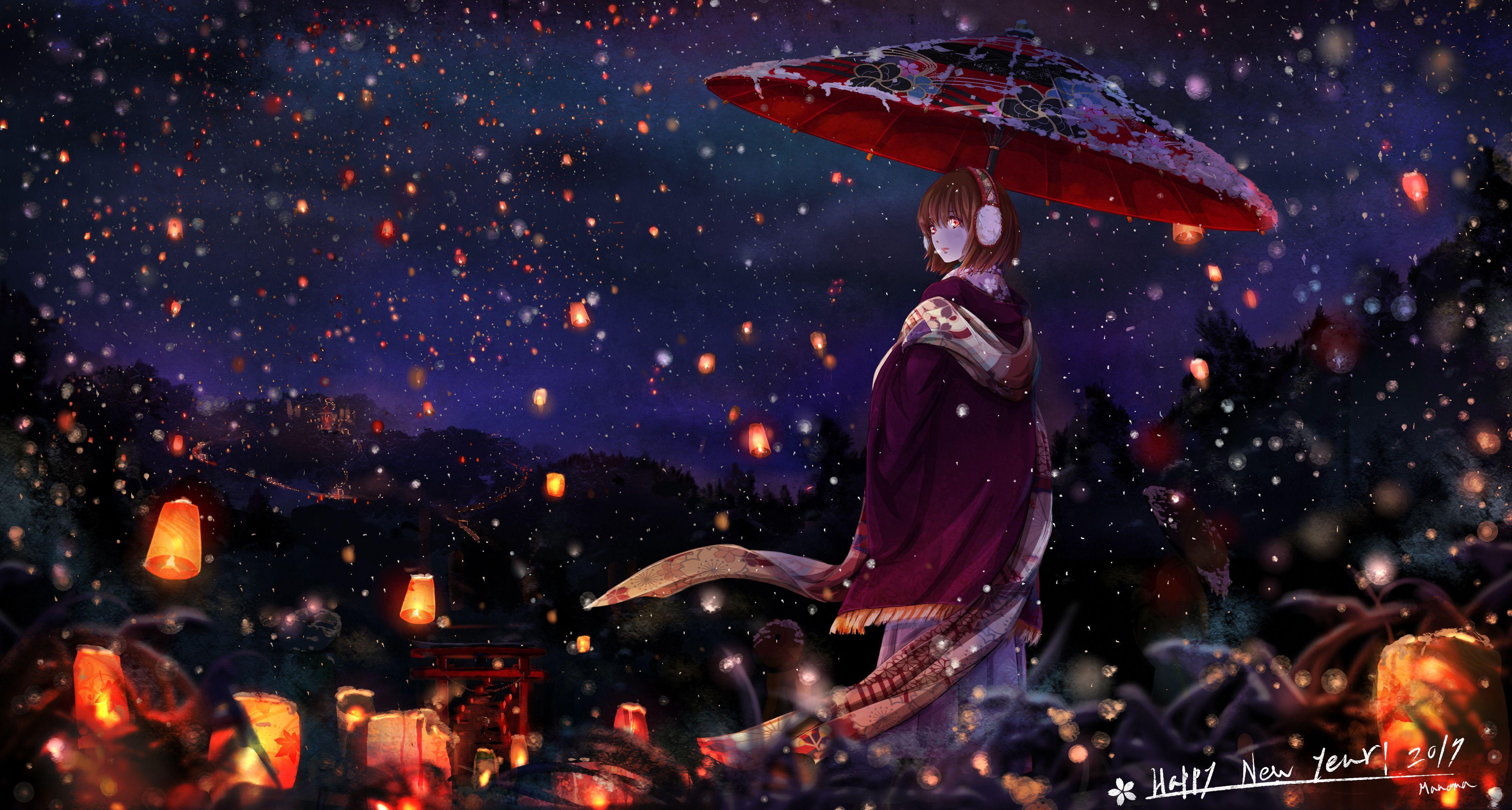 4335x2323 Anime Girl Anime New Year Wallpaper