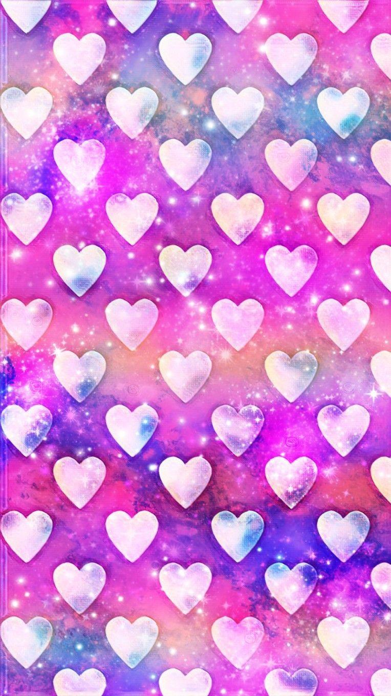 764x1360 Colorful Glittery Hearts, made by me #patterns #colorful #glitter #galaxy # wallpaper #b. Love wallpaper background, Cool background wallpaper, Heart wallpaper
