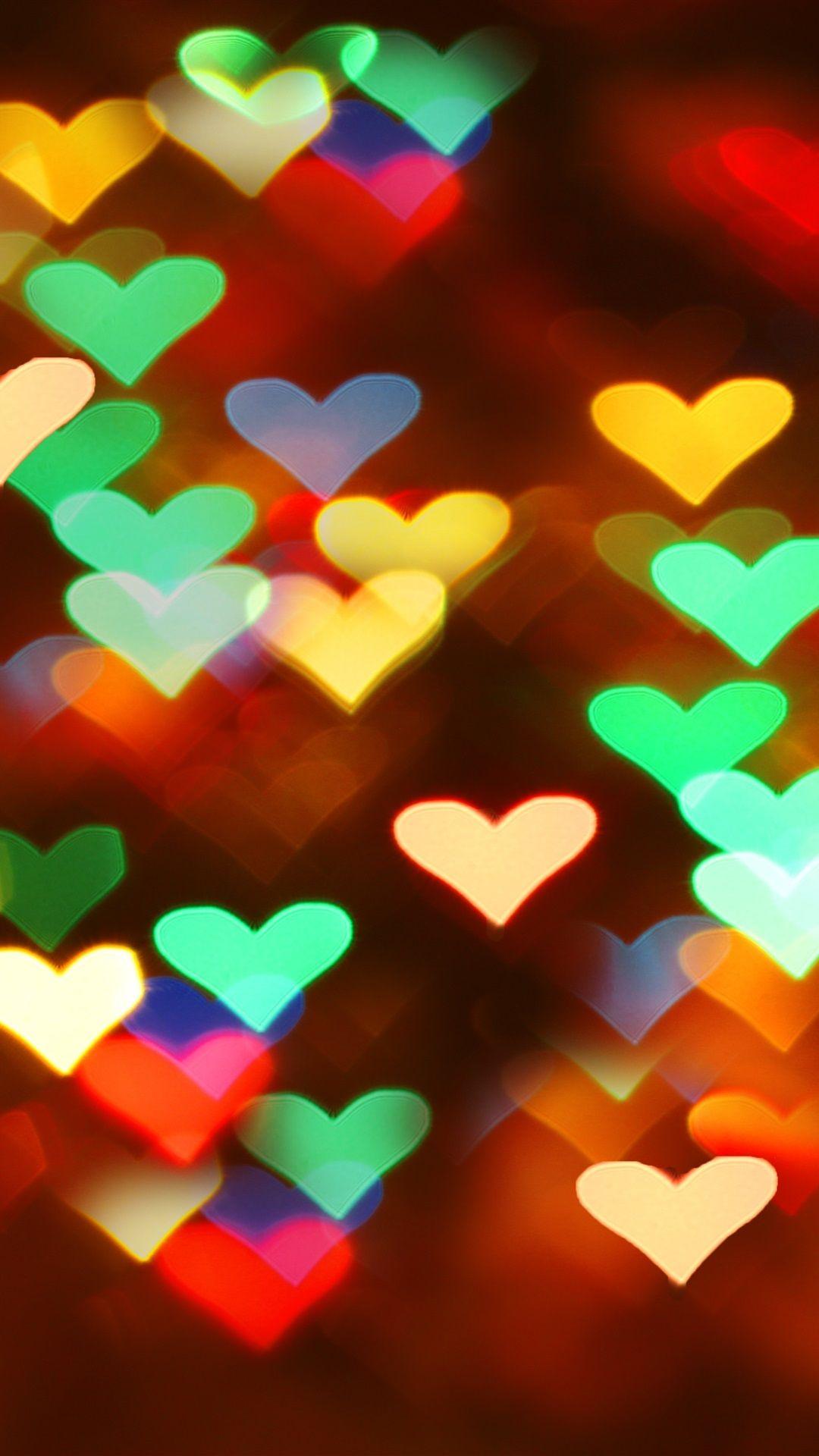 1080x1920 Many Love Hearts, Lights, Colorful, Blurry 1125x2436 IPhone 11 Pro XS X Wallpaper, Background, Picture, Image