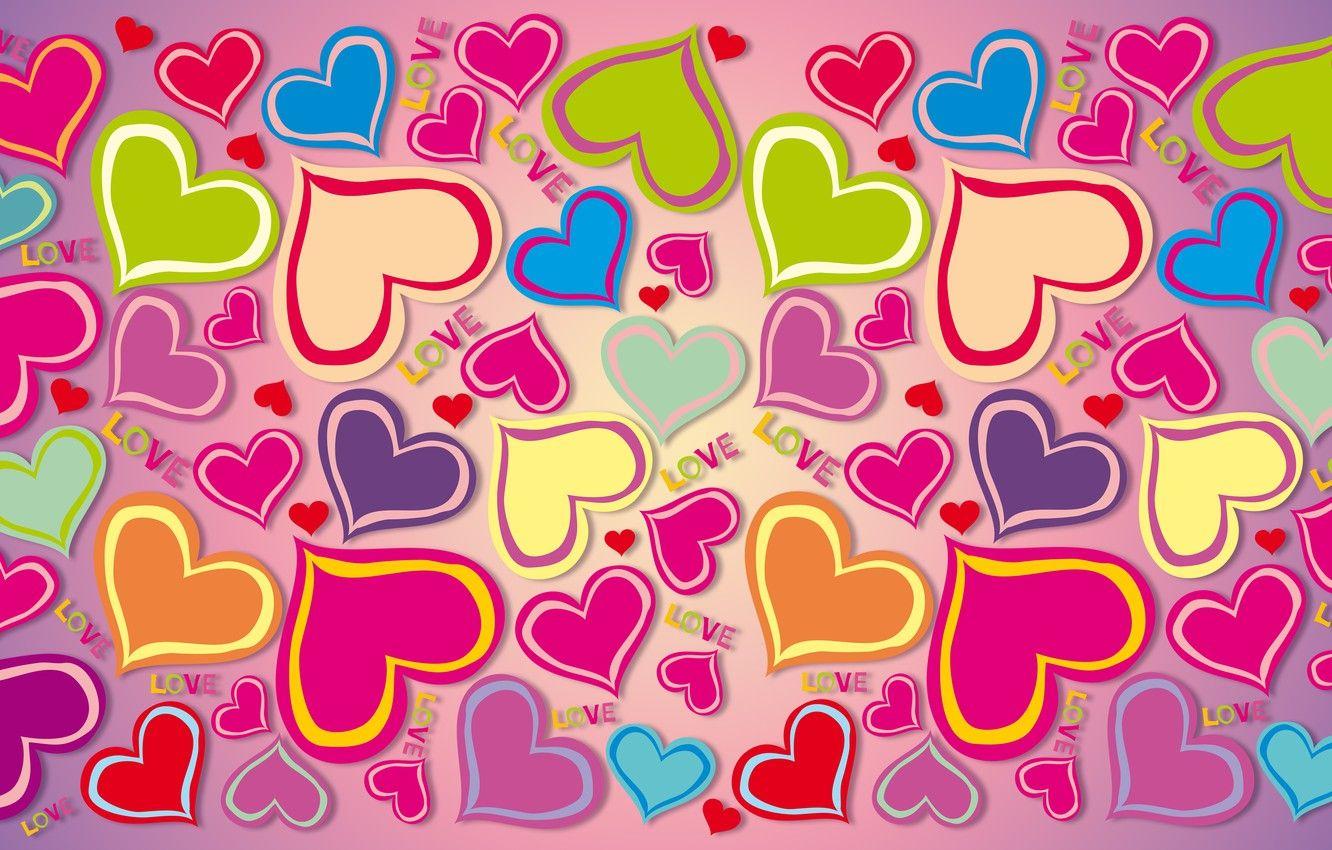 1332x850 Wallpaper love, colorful, hearts, rainbow, love, background, hearts, gradient image for desktop, section текстуры