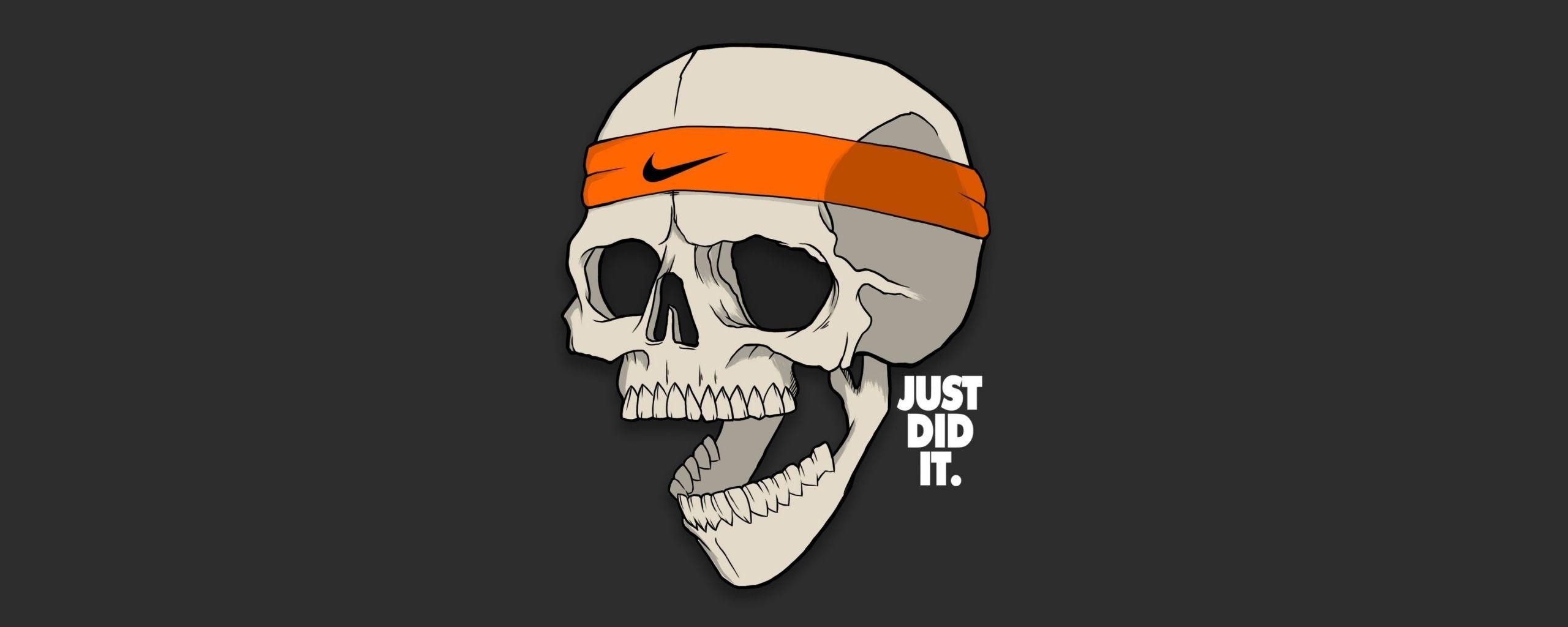 2560x1024 Wallpaper 4k Skull Just Did It Minimalism 4k 4k Wallpaper, Artist Wallpaper, Artwork Wallpaper, Digital Art Wallpaper, Hd Wallpaper, Minimalism Wallpaper, Skull Wallpaper