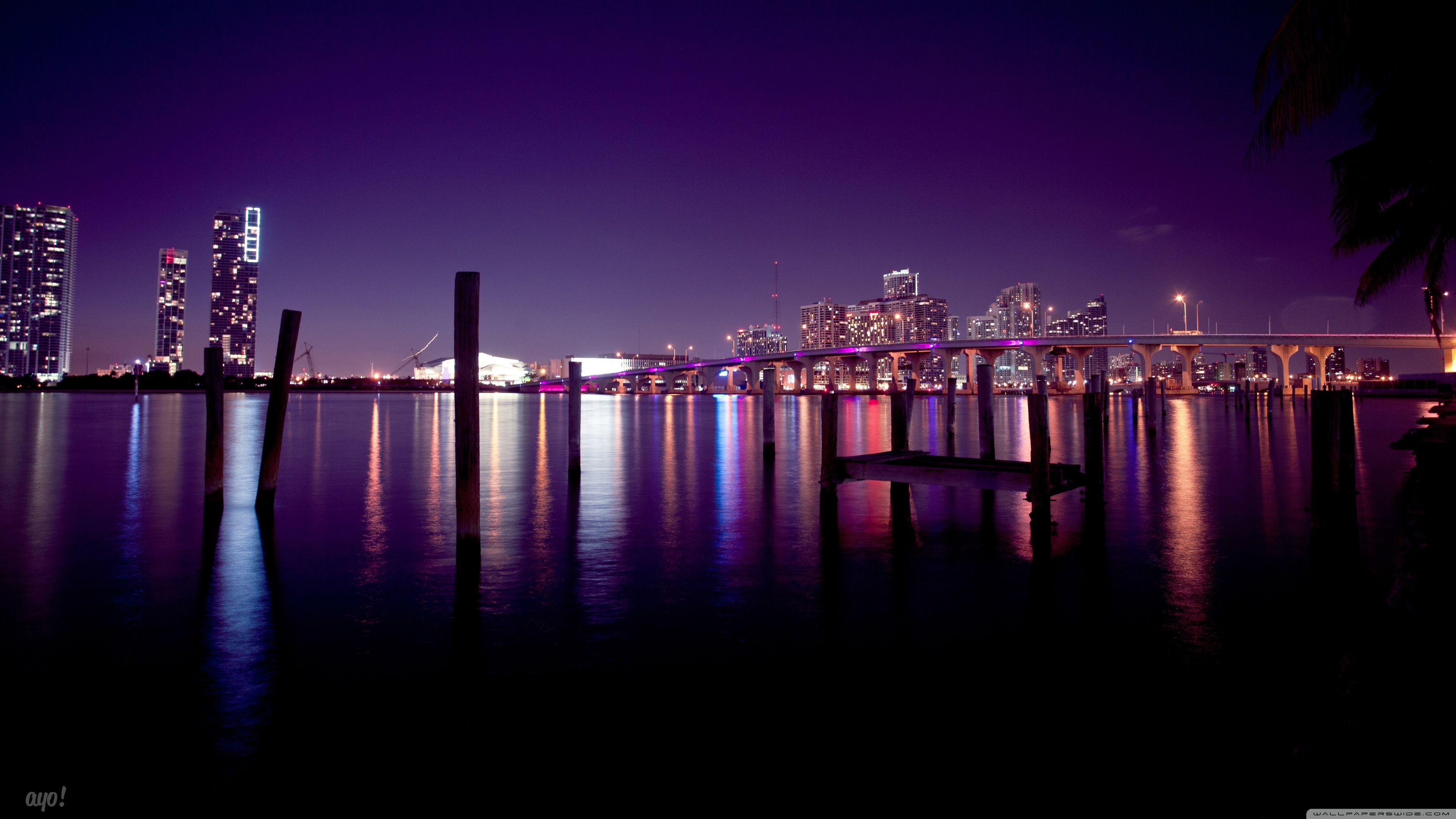 3840x2160 Miami Skyline Ultra HD Desktop Background Wallpaper for : Multi Display, Dual Monitor