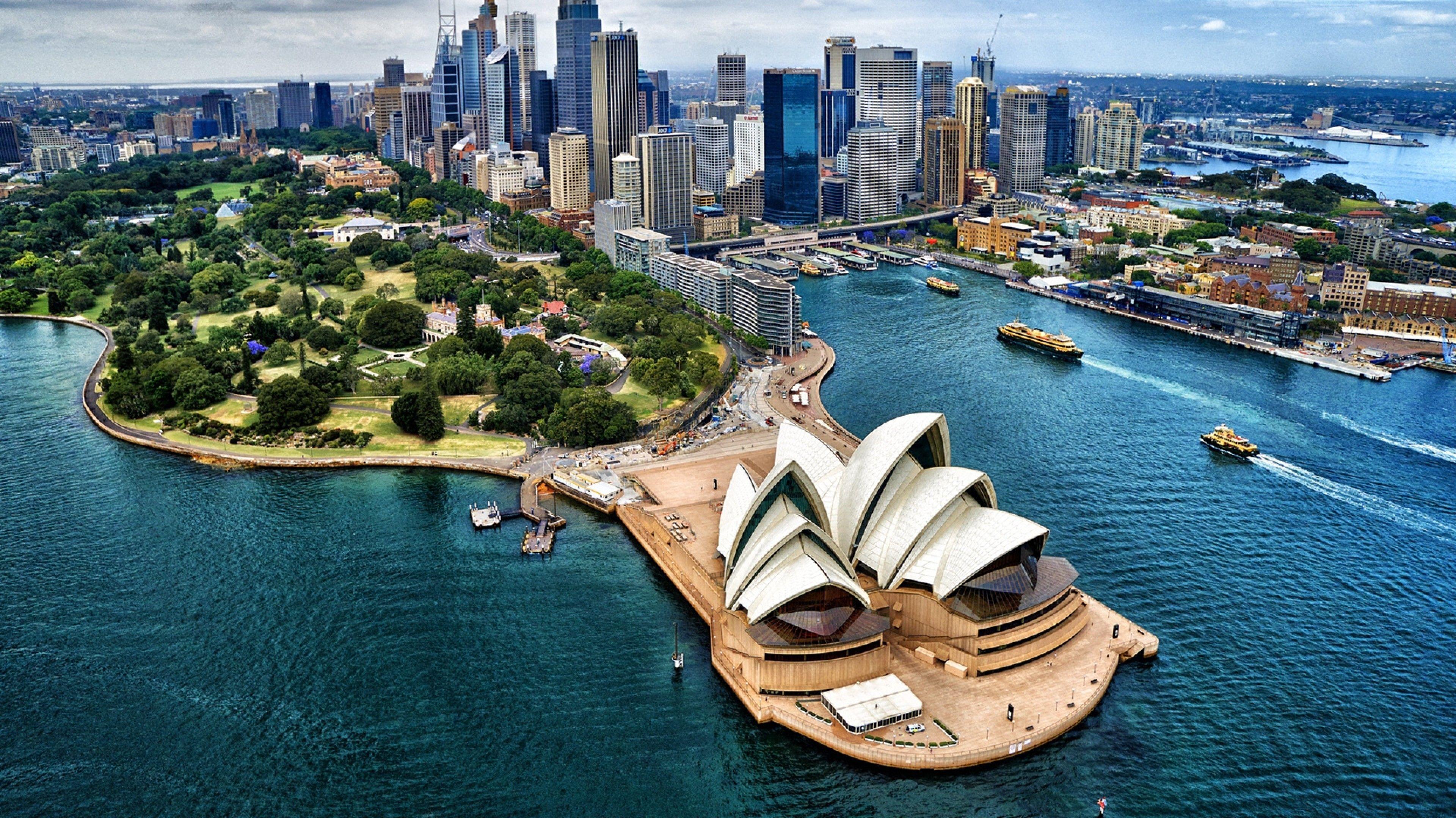 3840x2160 Download 3840x2160 Sydney Harbour, Australia, Buildings, Bird View, Opera House Wallpaper for UHD TV