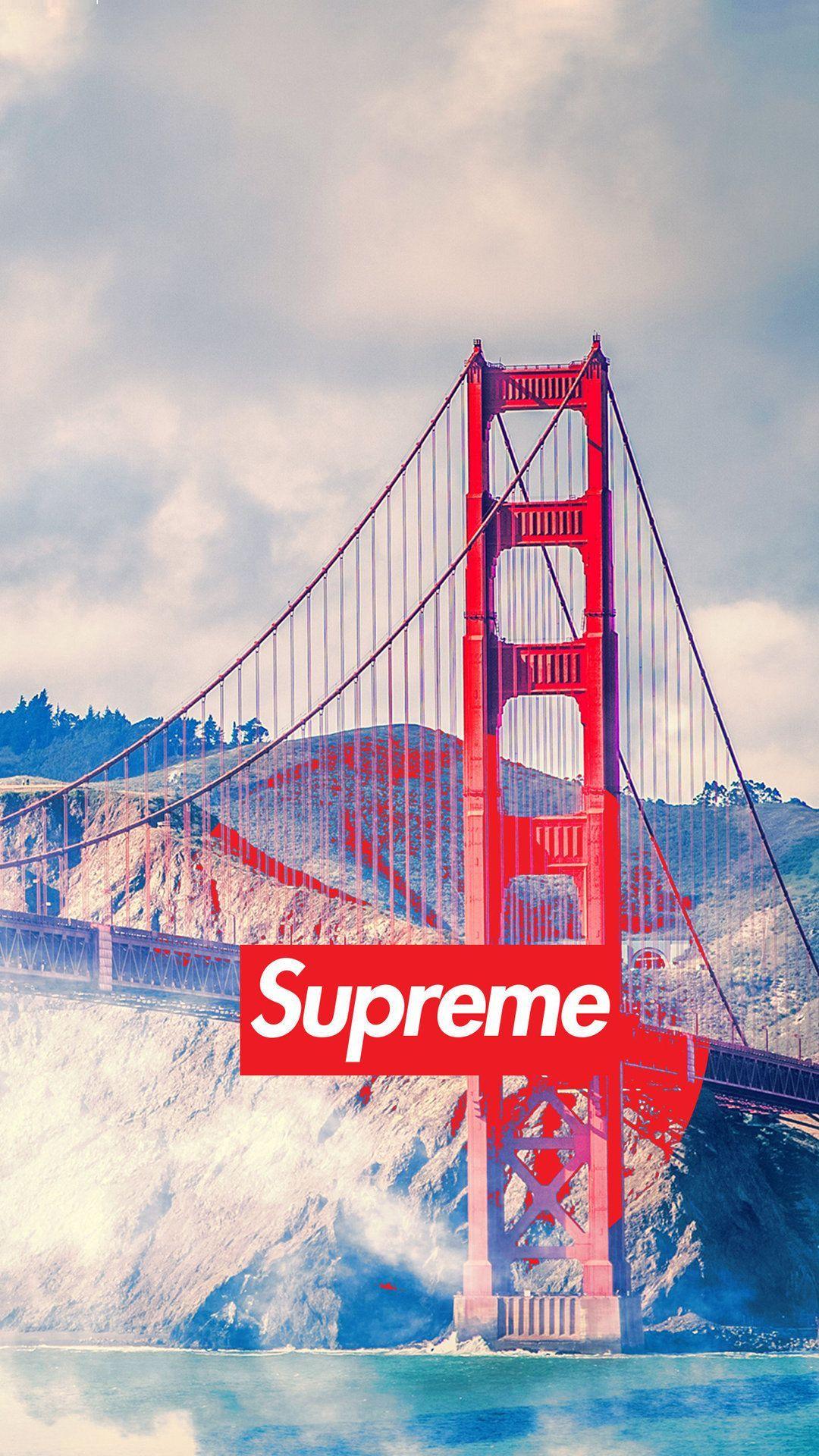 1080x1920 Golden Gate Bridge San Francisco Supreme. Supreme wallpaper, Supreme iphone wallpaper, Hypebeast wallpaper