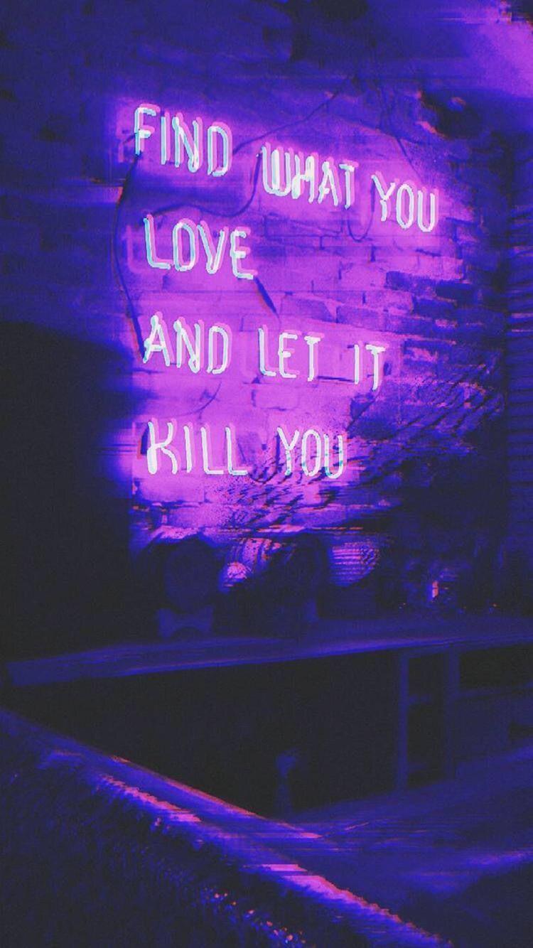 750x1334 Aesthetic Neon Purple Wallpaper