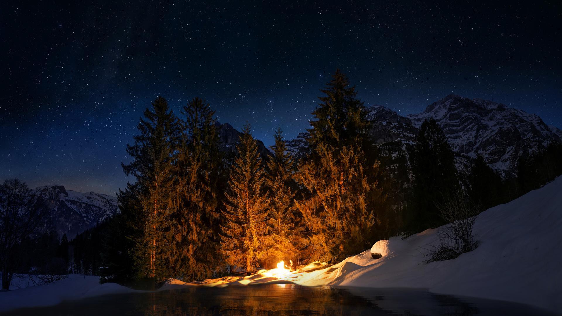 1920x1080 Camp Fire Wallpaper