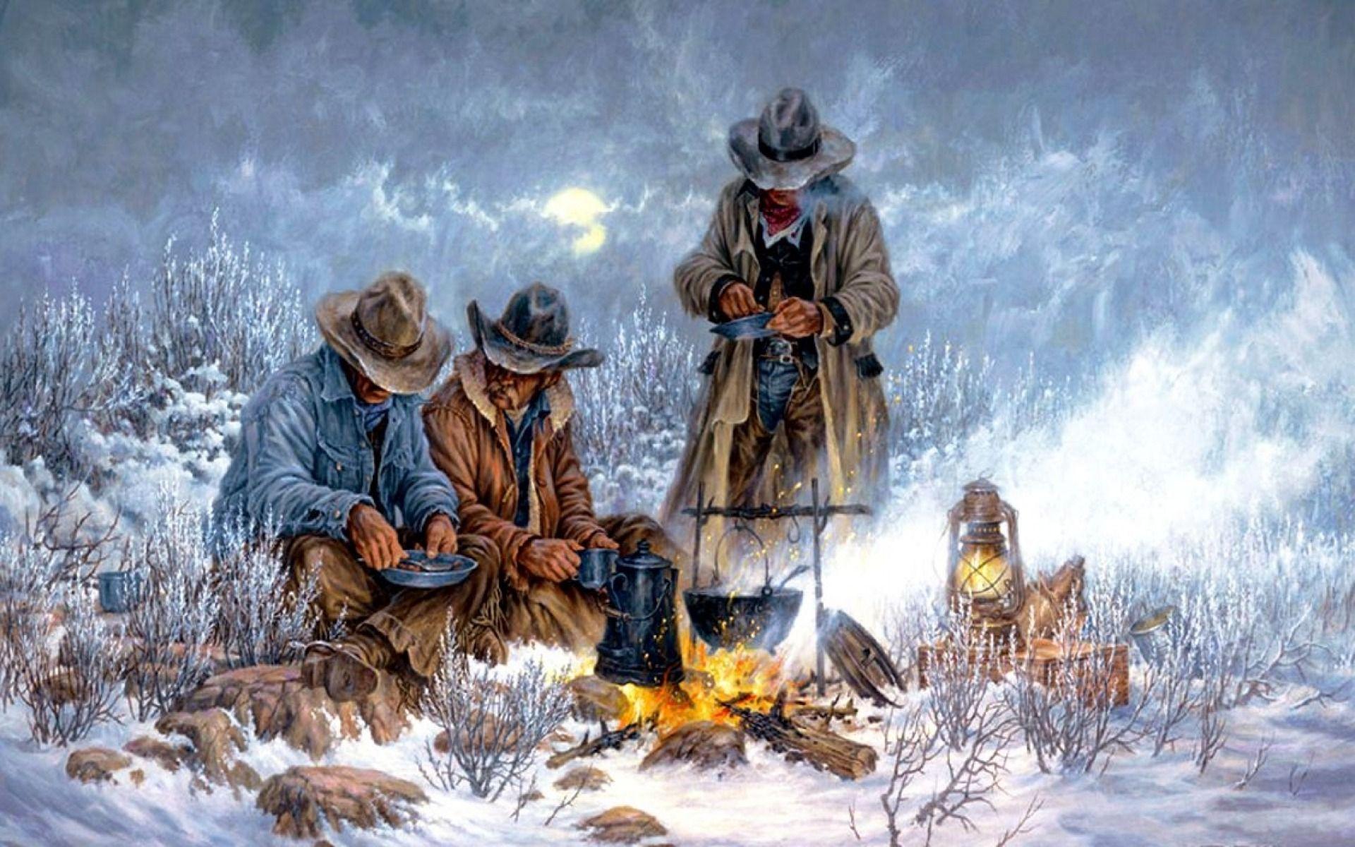 1920x1200 Men Camp Fire Winter Night desktop PC and Mac wallpaper
