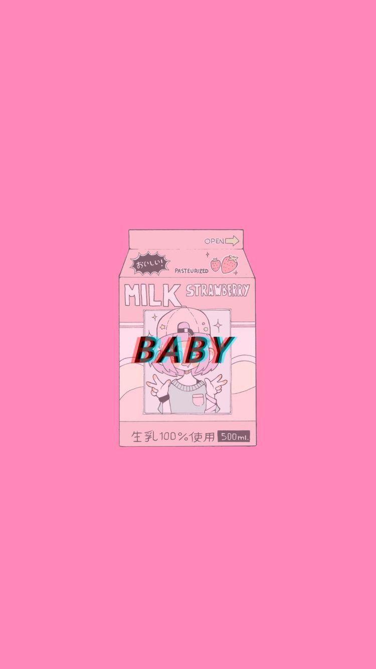 750x1333 Strawberry Milk Aesthetic Wallpaper
