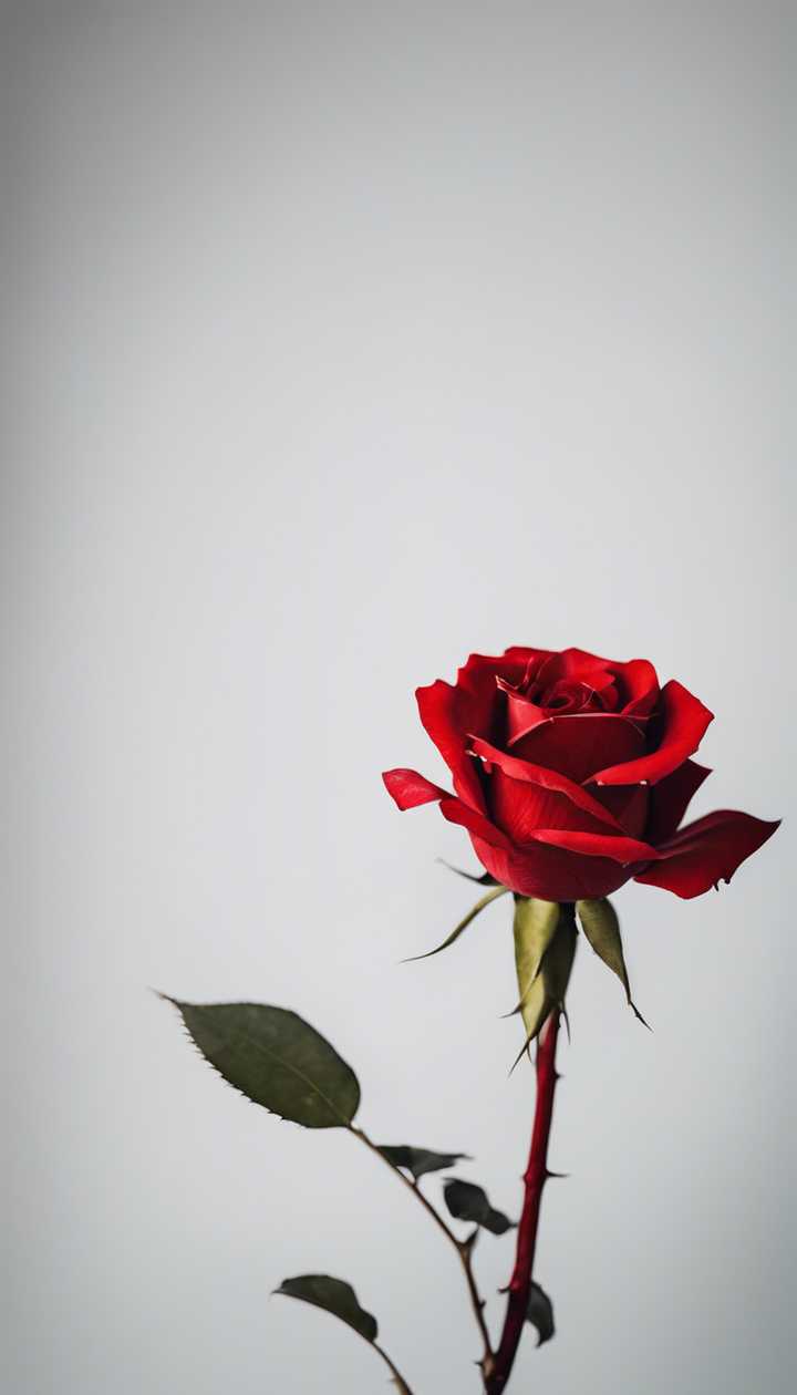 720x1260 A modern interpretation of a rose blooming, with vibrant red petals starkly contrasting against a minimalist white background. Wallpaper [b6e3a79c79144ec4a976]