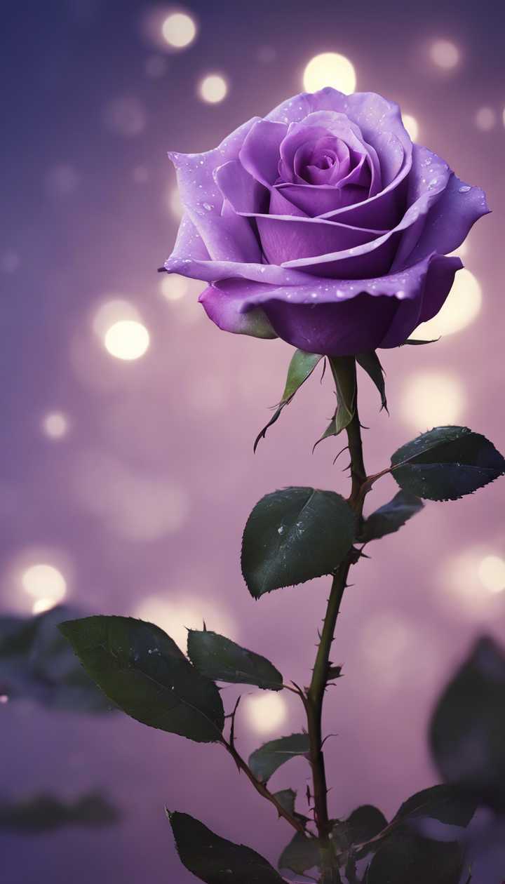720x1260 A purple rose under the pale moonlight, casting a soft glow. Wallpaper [08b7d03974124c068128]