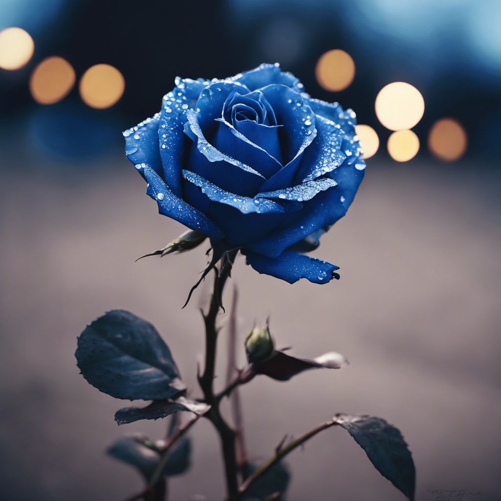 1024x1024 A blue rose, uncommon and mysterious, under the gleaming moonlight. Wallpaper [05d52daf98f5415b8883]