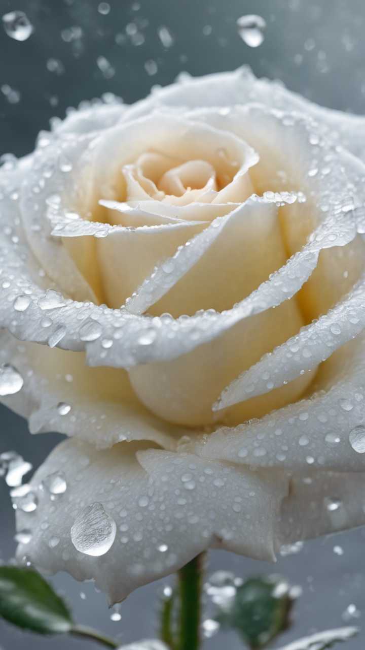 720x1280 A white rose, with dew drops, as seen through a misty morning. Wallpaper [515528494dfa4891b26e]