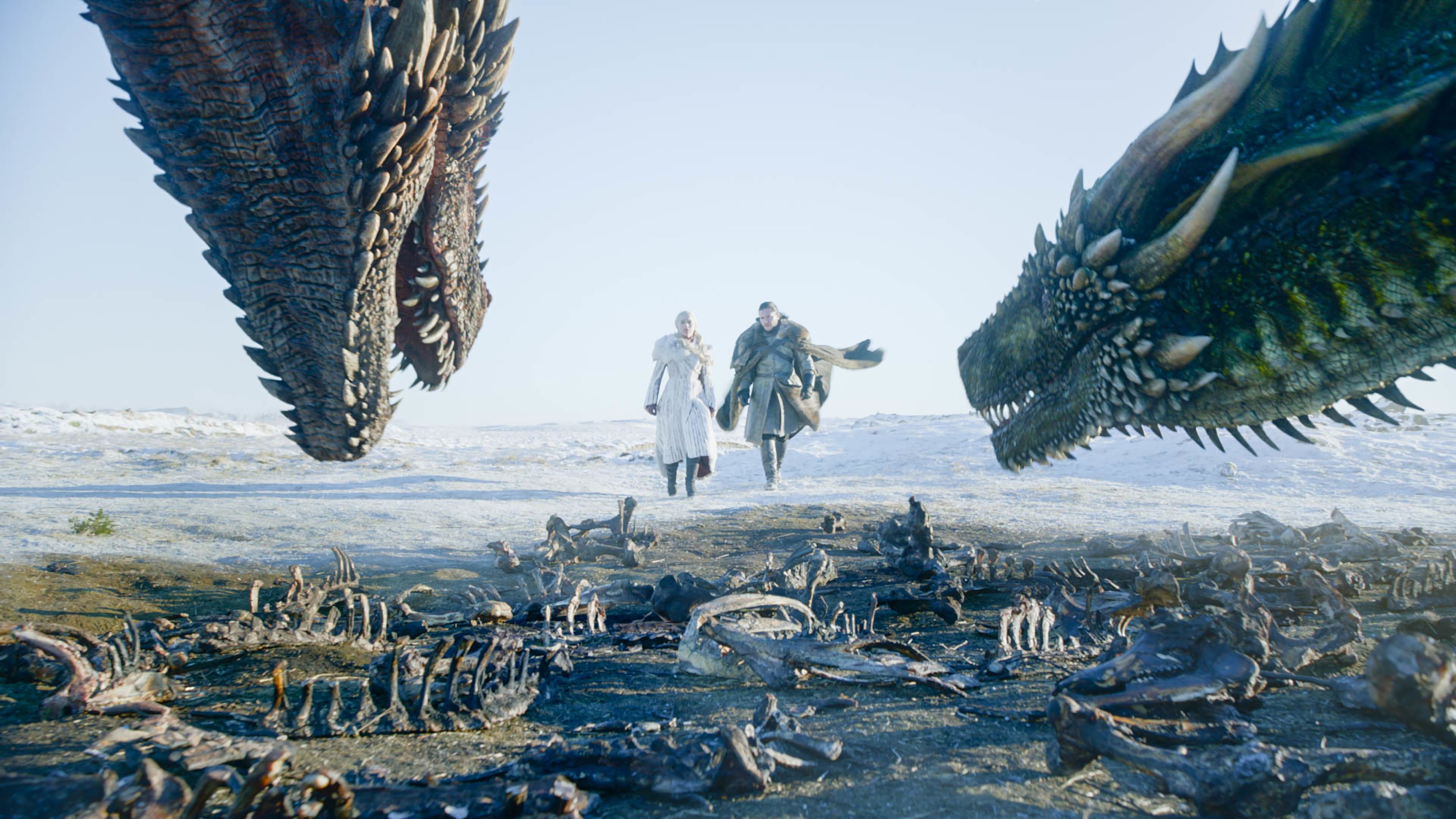 3840x2160 Daenerys Targaryen and Jon Snow Game of Thrones Dragon Season 8 4K Wallpaper HD