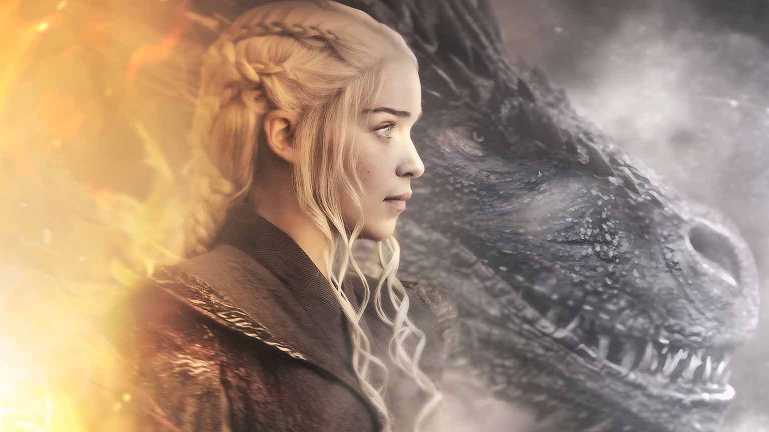 1536x864 Game of Thrones Daenerys Targaryen Dragon Fire Wallpaper