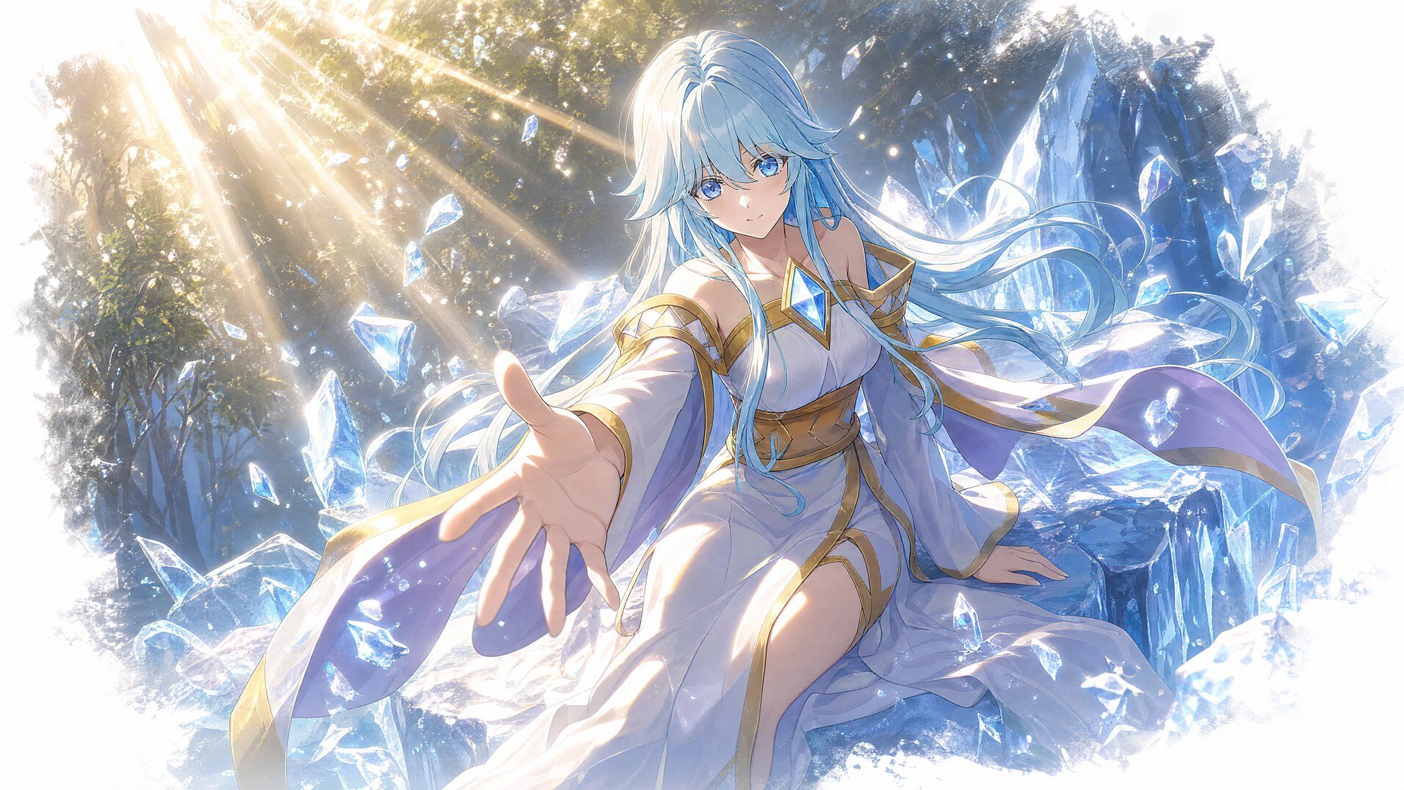 2048x1152 YouArt. Elfaria Albis (Wistoria) Wallpaper