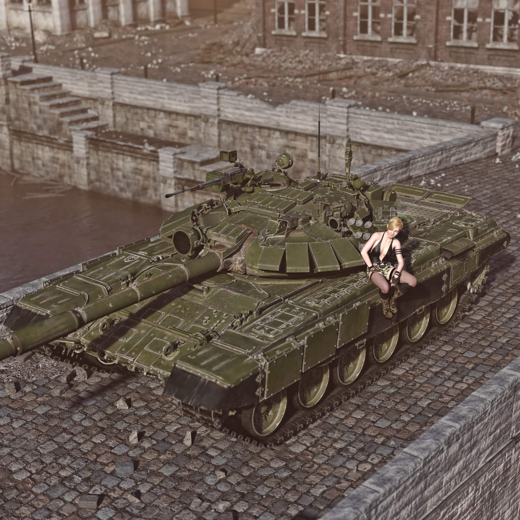1700x1700 T72 Tank for DAZ3D