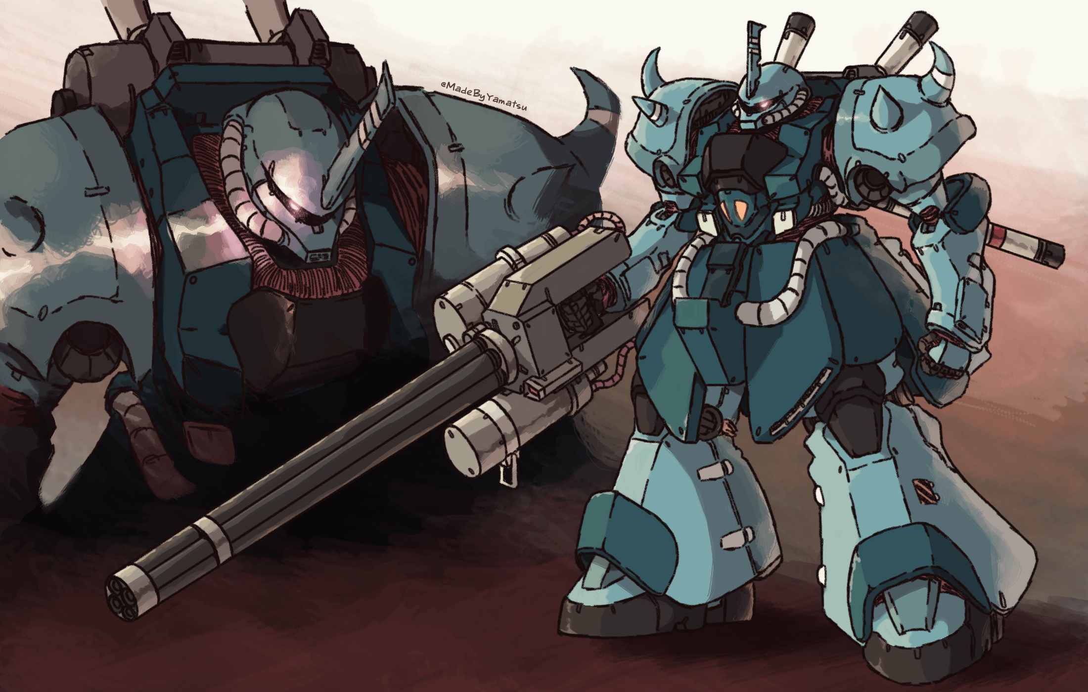 2200x1400 I noticed a lack of post OYW Goufs. So here, I made a Gouf II (Art by me)