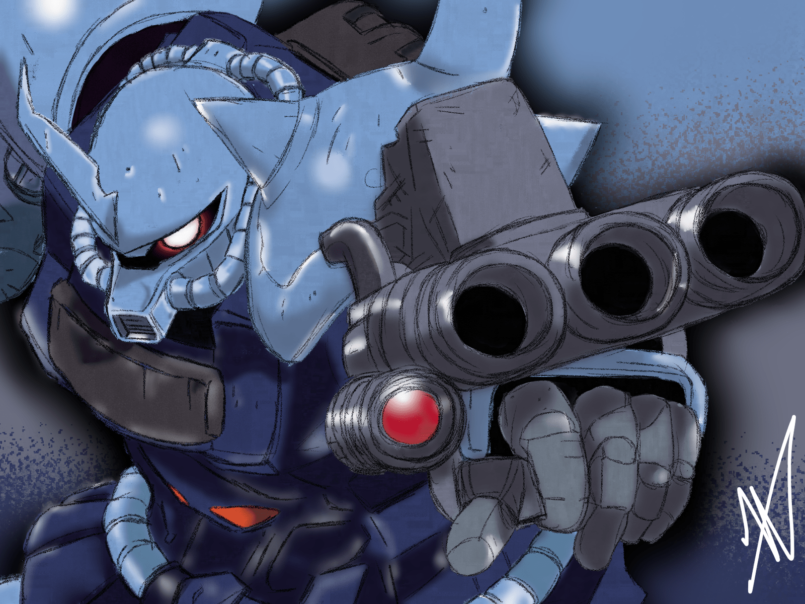 1600x1200 Second drawing, same Mobile Suit! This time a tracing of One of the variants of the HGUC Gouf Custom's
