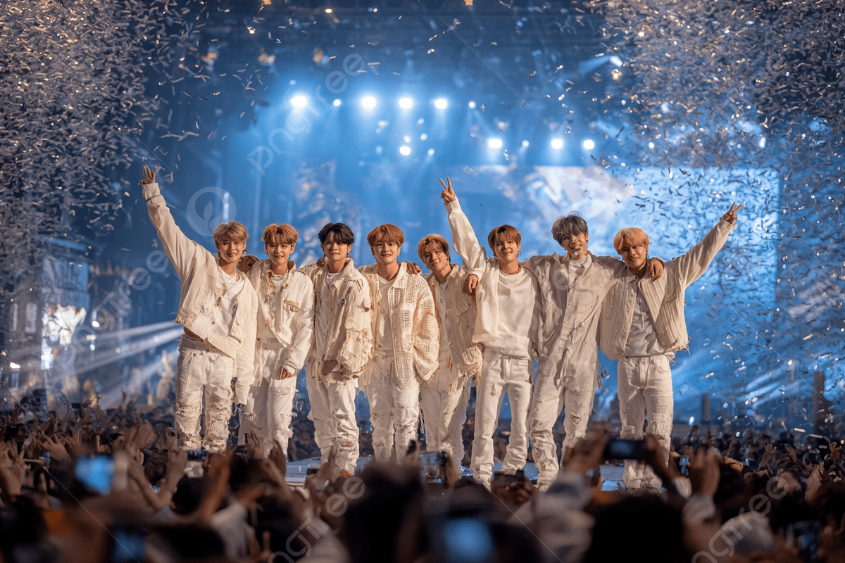 1200x800 Kpop Group Celebrates On Stage During Live Concert Performance, Kpop, Boyish, Young Men Background Image And Wallpaper for Free Download