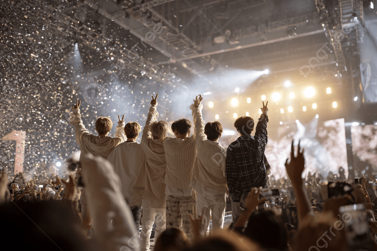 1200x800 Kpop Boy Band Celebrating On Stage With Fans And Confetti, Kpop, Boy Band, Stage Background Image And Wallpaper for Free Download