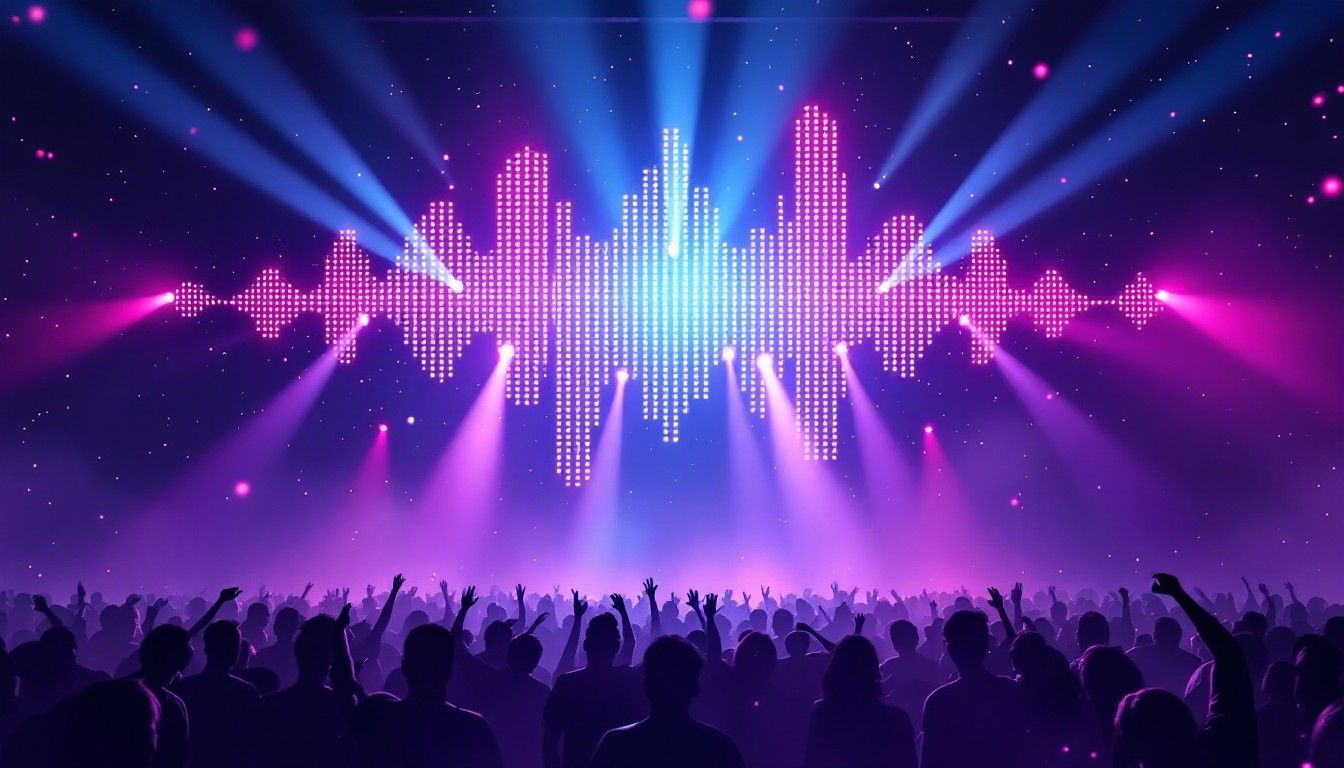 1344x768 Download Neon Sound Waves Image, Festival, Edm