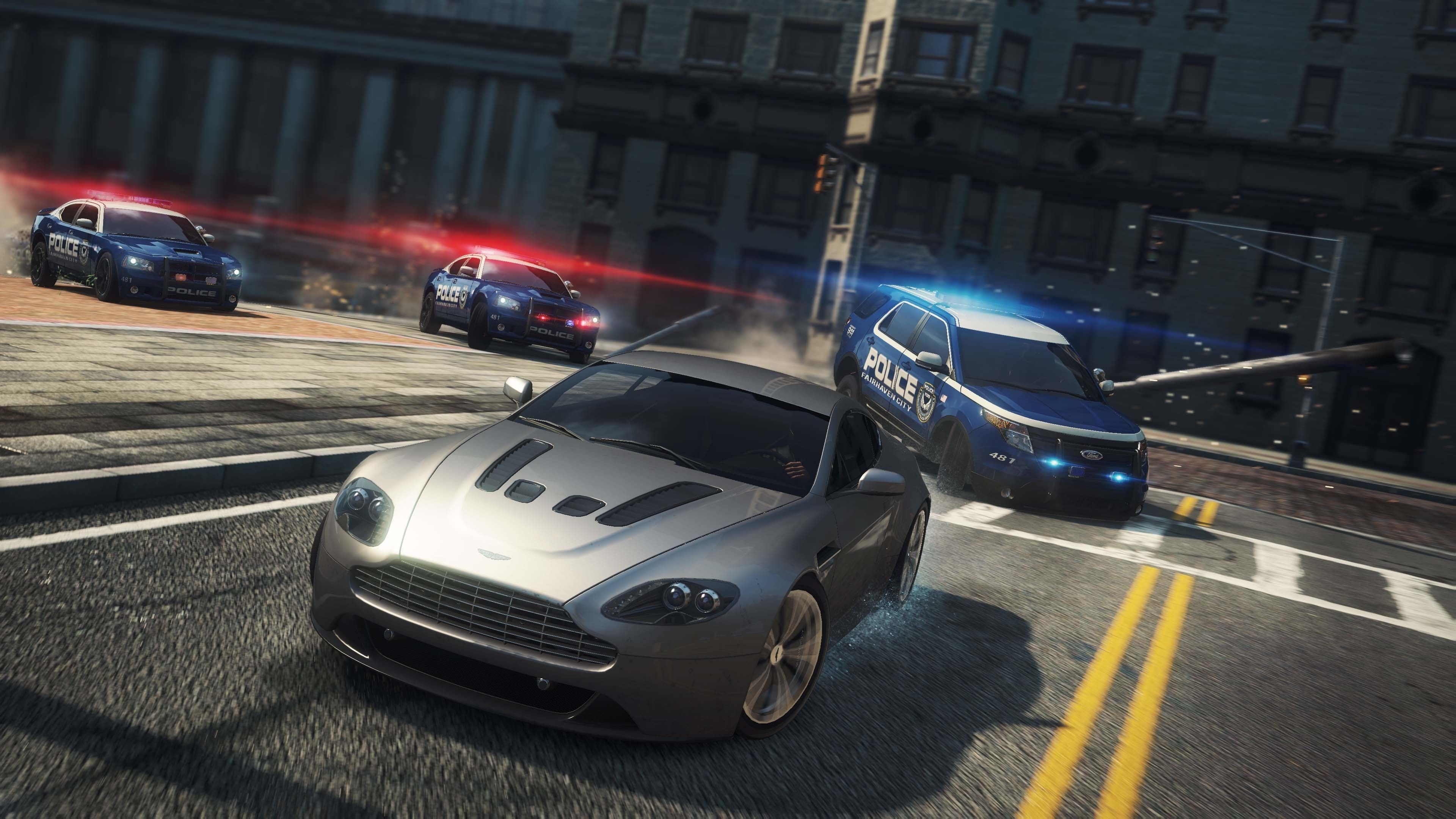 3840x2160 Wallpaper Need for Speed, cars, Aston Martin V12 Vantage, police, nfs, most wanted for mobile and desktop, section игры, resolution 3840x2160