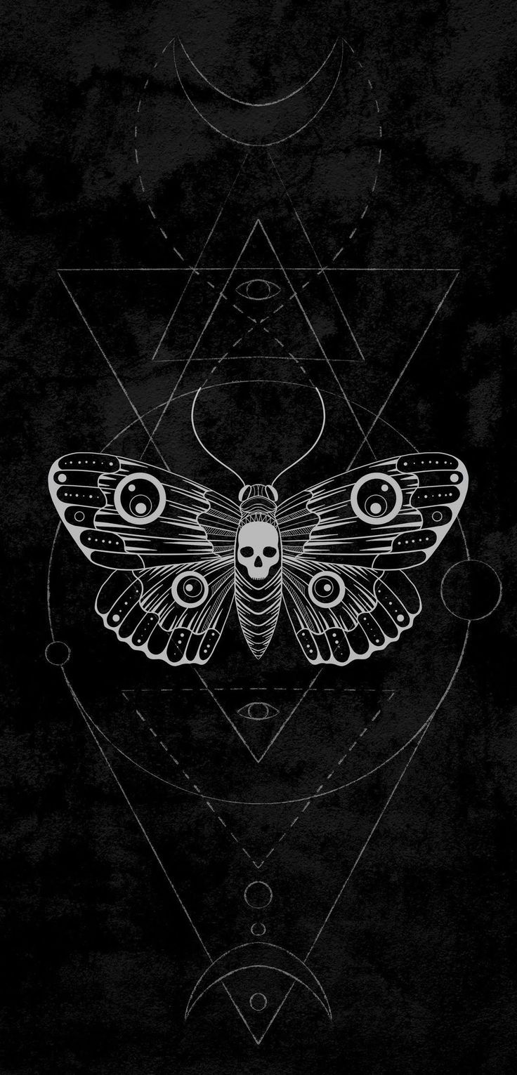 736x1531 Geometric Moth Wall Art. Triangle moth wallpaper, Spooky moth wallpaper, Black moth wallpaper