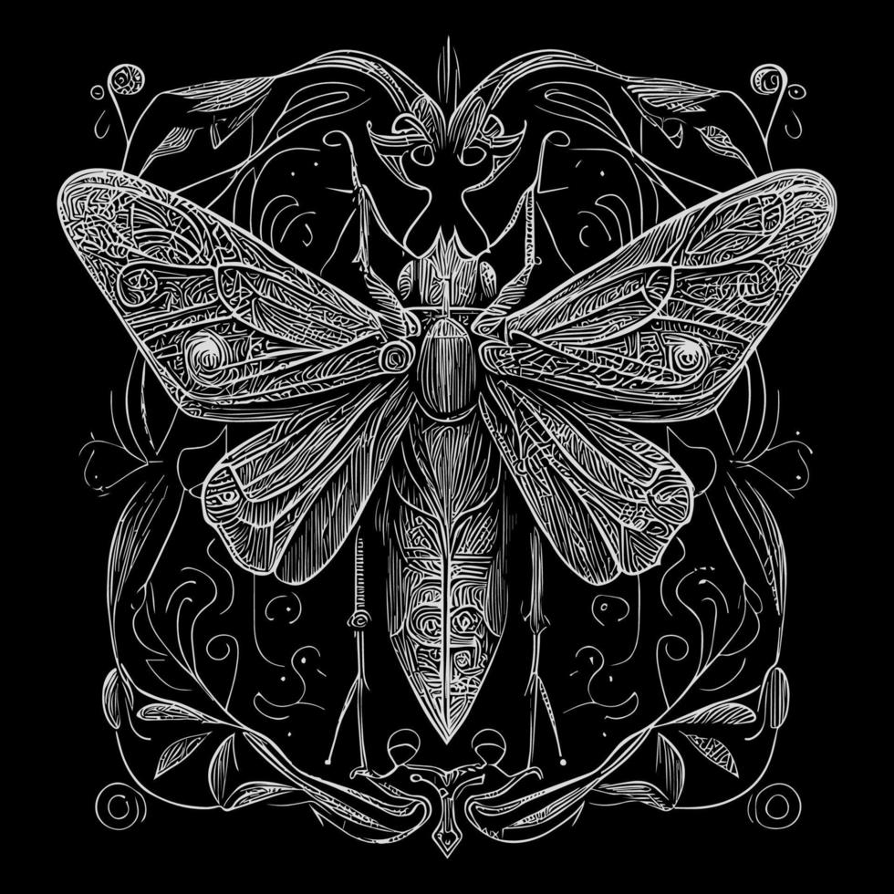 980x980 The death's head moth illustration in line art is a strikingly beautiful and intricate representation of this iconic species, capturing its unique features and patterns with precise lines and shading 20315046 Vector