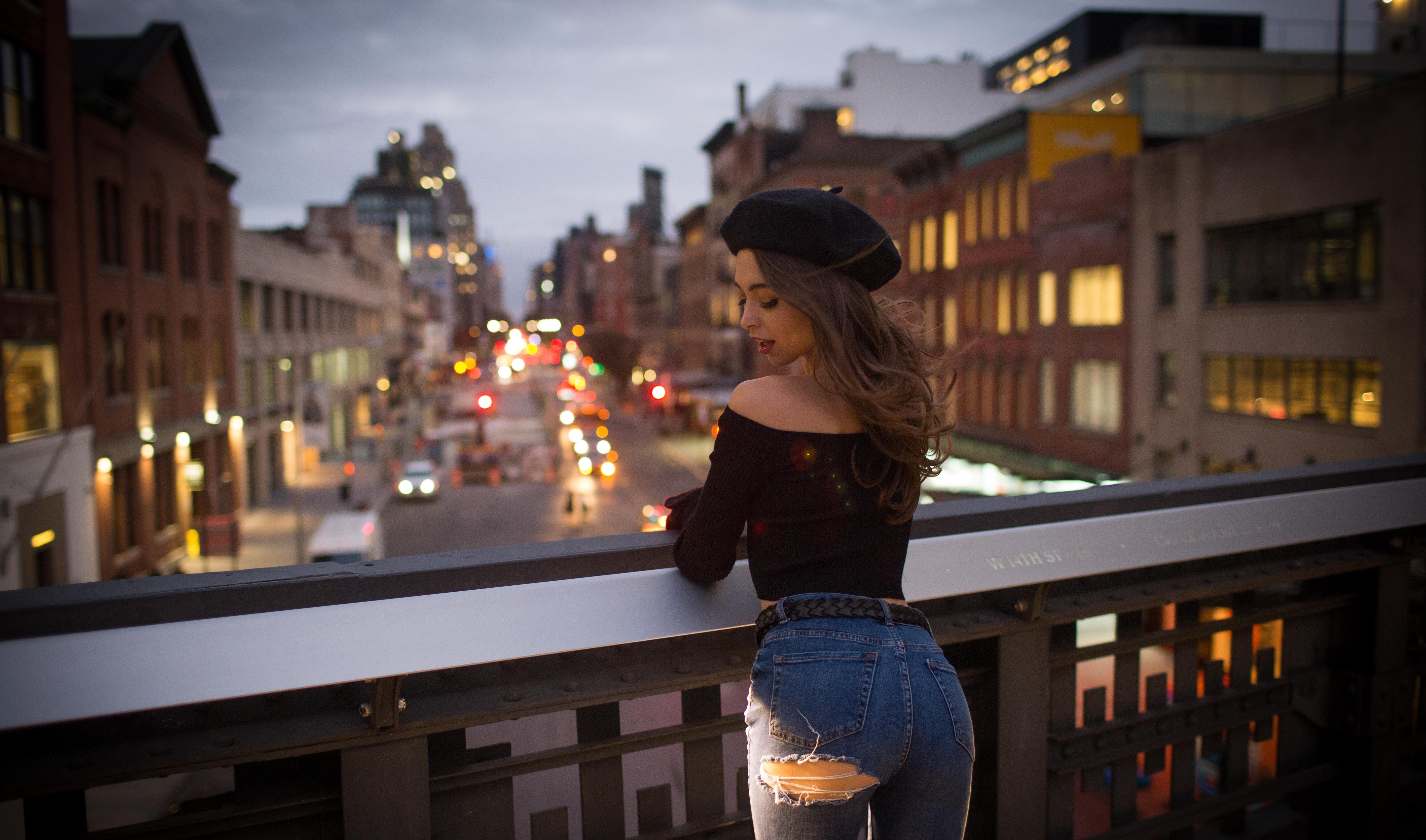 5743x3385 Wallpaper Decent, Porn Actress, The girl in jeans, city, the city, ripped jeans, model, Riley Reid for mobile and desktop, section девушки, resolution 5743x3385