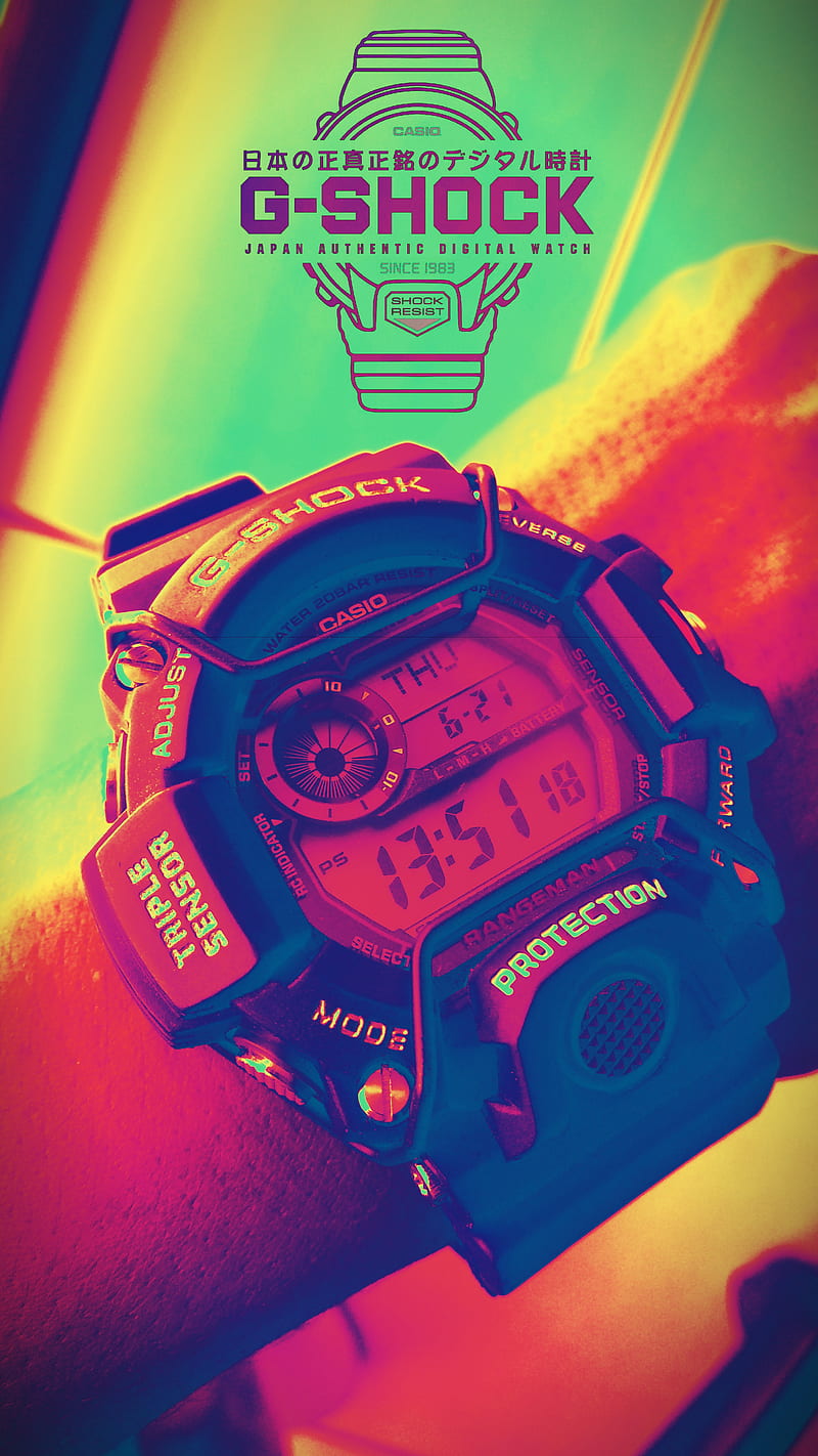 800x1422 Lightning Cat, Art, Casio, Colorful, G Shock, Urban, Watch, HD Phone Wallpaper