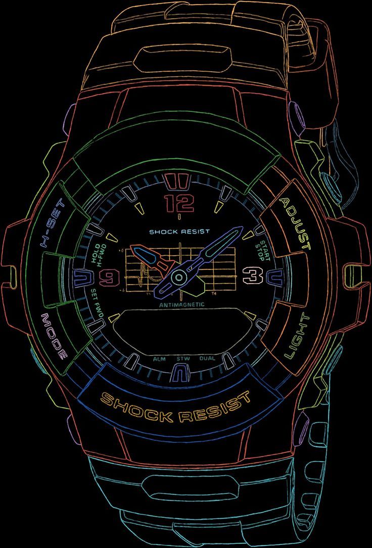 736x1084 Colorful Watch with Lines and Dials. G shock wallpaper hd, Gshock wallpaper, Casio watch face