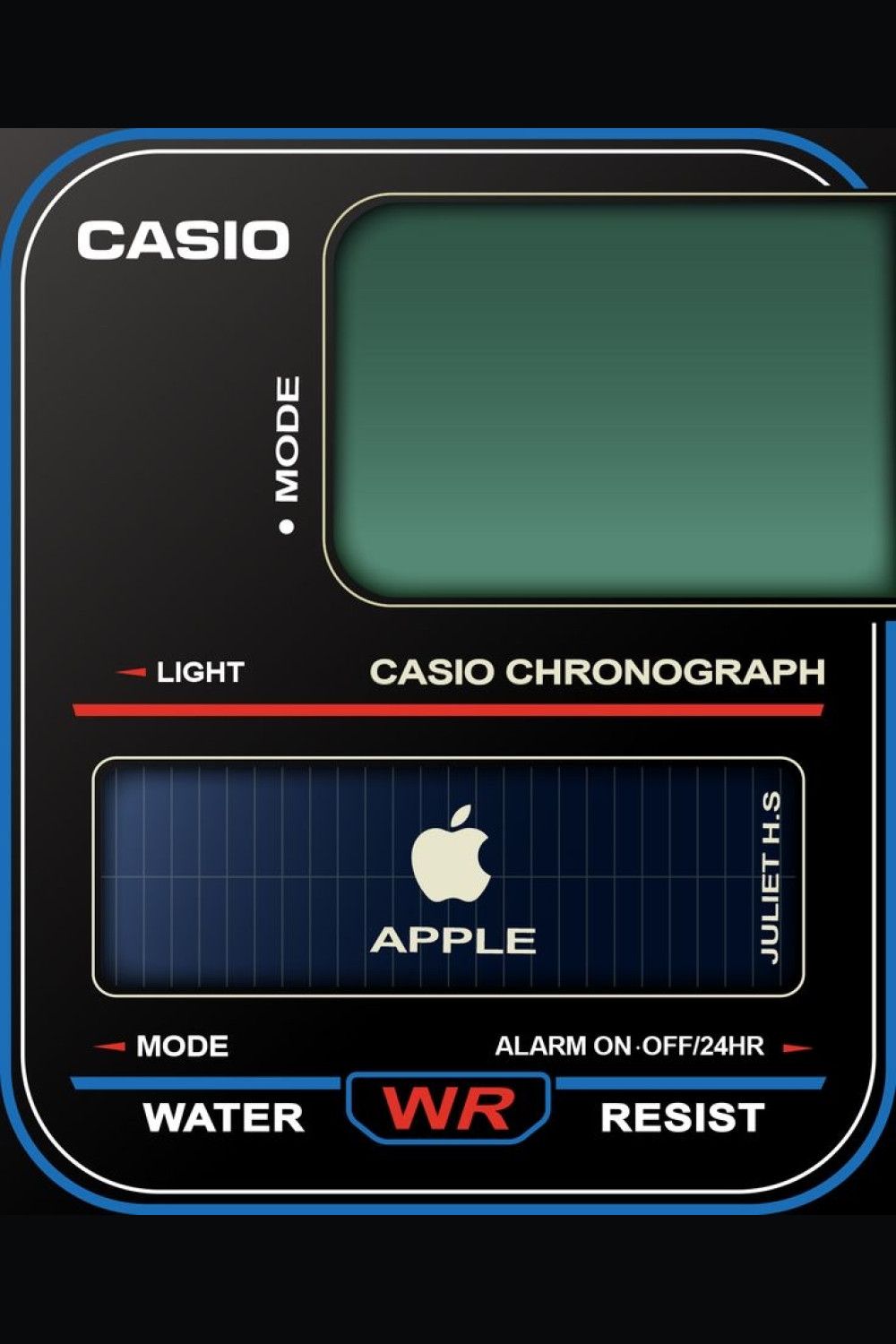 1000x1500 Casio Apple watch face: Chronograph. Watch Faces for Apple Watch