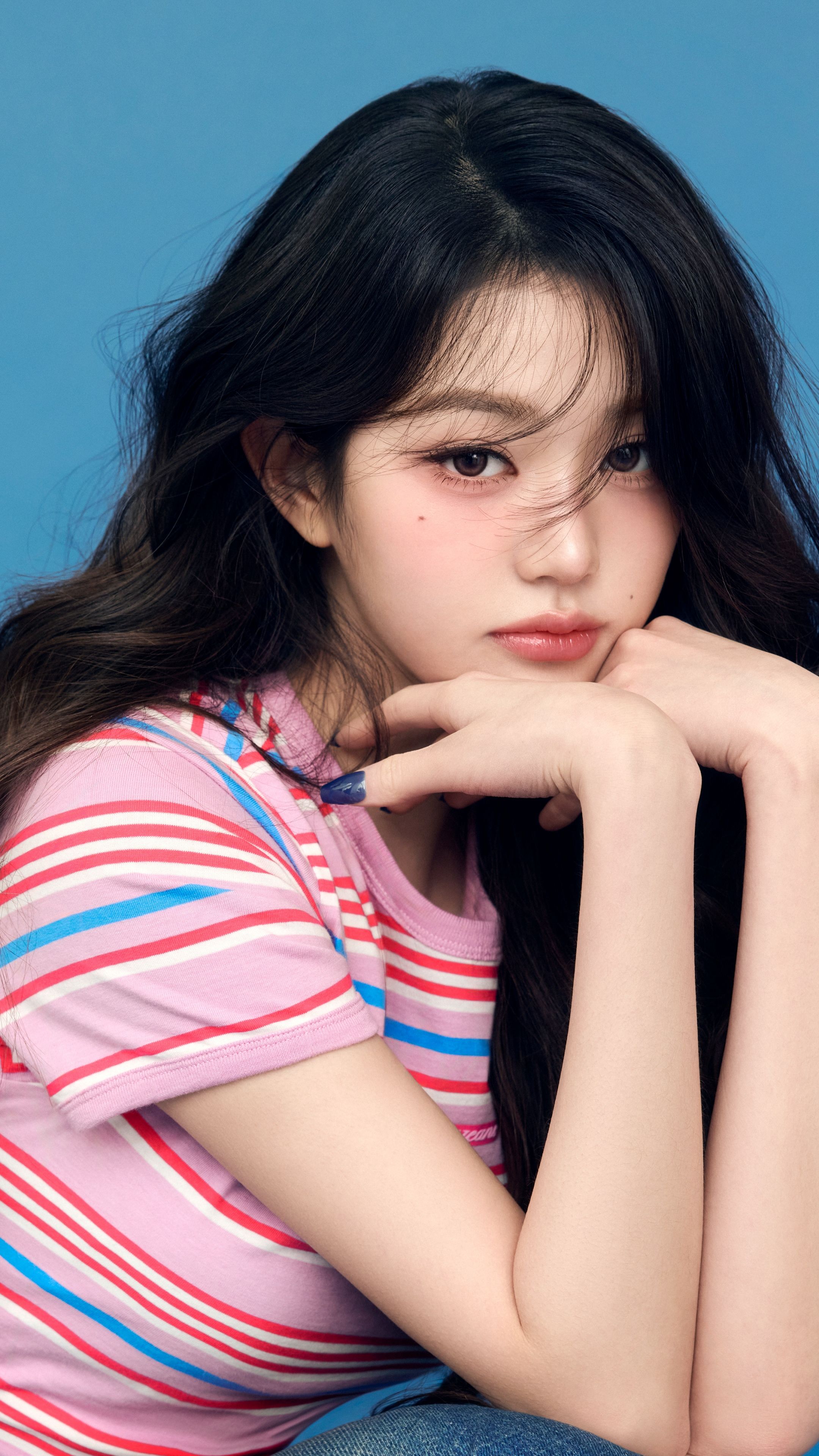 2160x3840 Jang Wonyoung Wallpaper 4K, Blue background, 5K, 8K