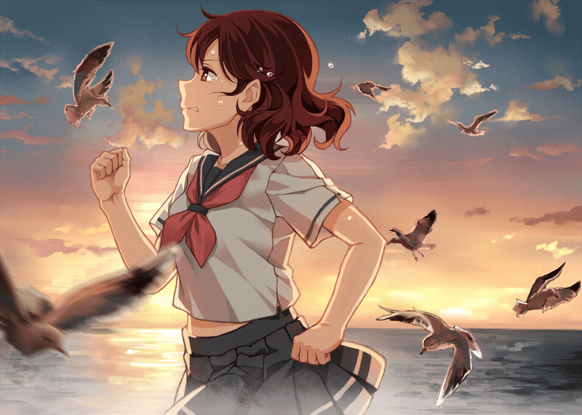 1920x1370 Kumiko Oumae's Serene Sunset Run