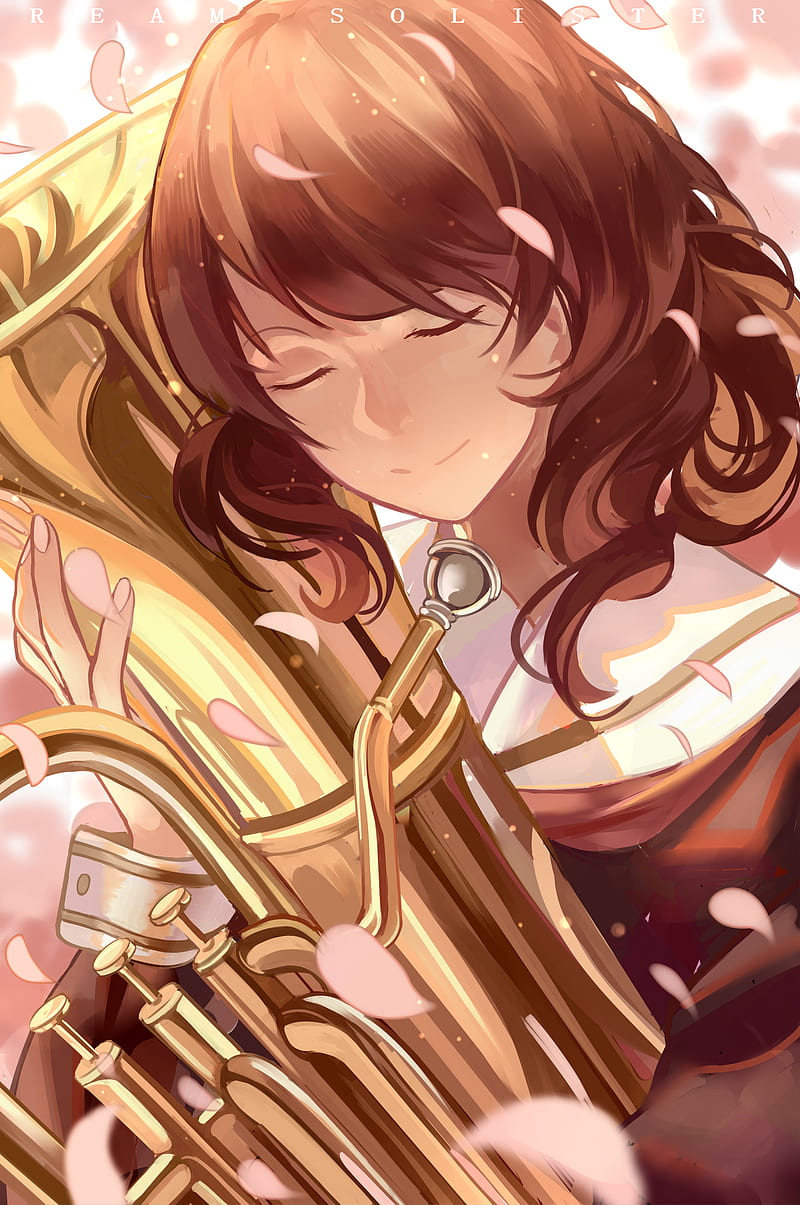 800x1205 Anime, anime girls, Hibike! Euphonium, Oumae Kumiko, musical instrument, closed eyes, HD phone wallpaper