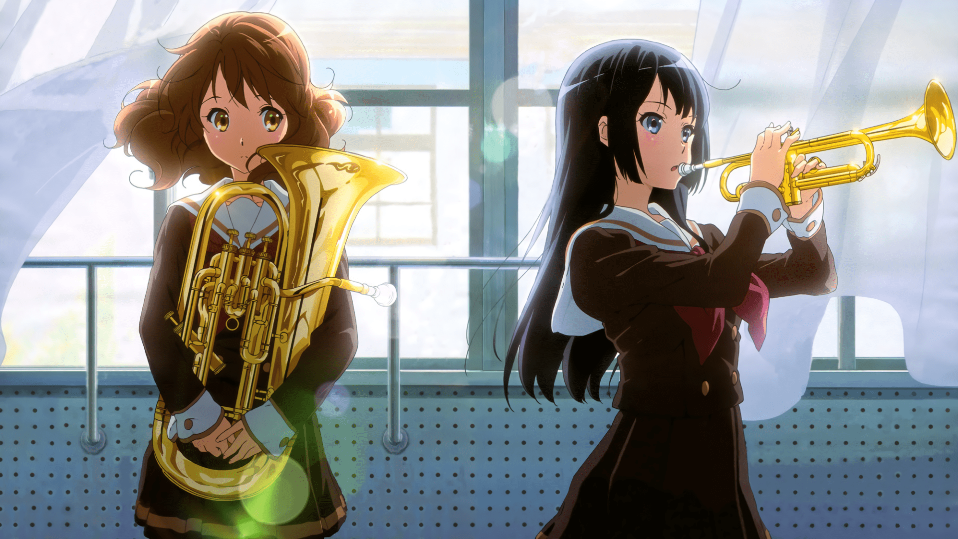 1920x1081 Sound! Euphonium HD Wallpaper: Kumiko & Reina's Musical Harmony