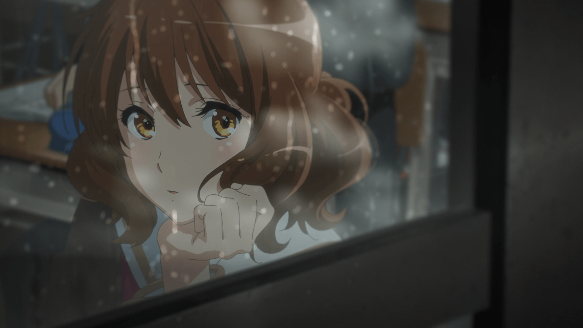 1920x1080 Rainy day Kumiko wallpaper, wish I knew how to add them rainy effects in Adobe, it'd be a nice vibey live wallpaper